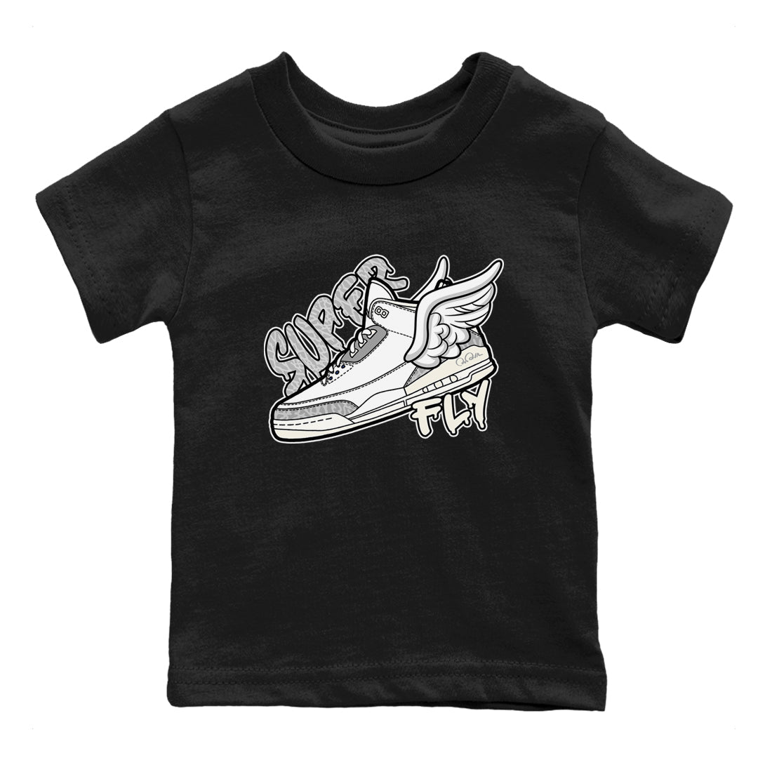 3s Ivory shirt to match jordans Super Fly sneaker tees Air Jordan 3 Ivory Drip Gear Zone baby toddler Black 2 cotton Shirt