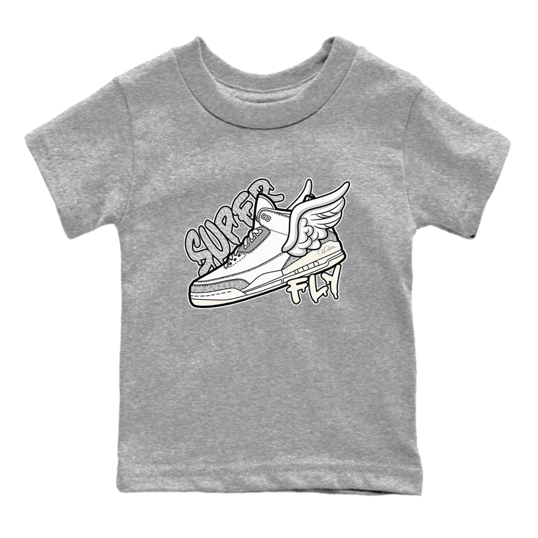 3s Ivory shirt to match jordans Super Fly sneaker tees Air Jordan 3 Ivory Drip Gear Zone baby toddler Heather Grey 2 cotton Shirt