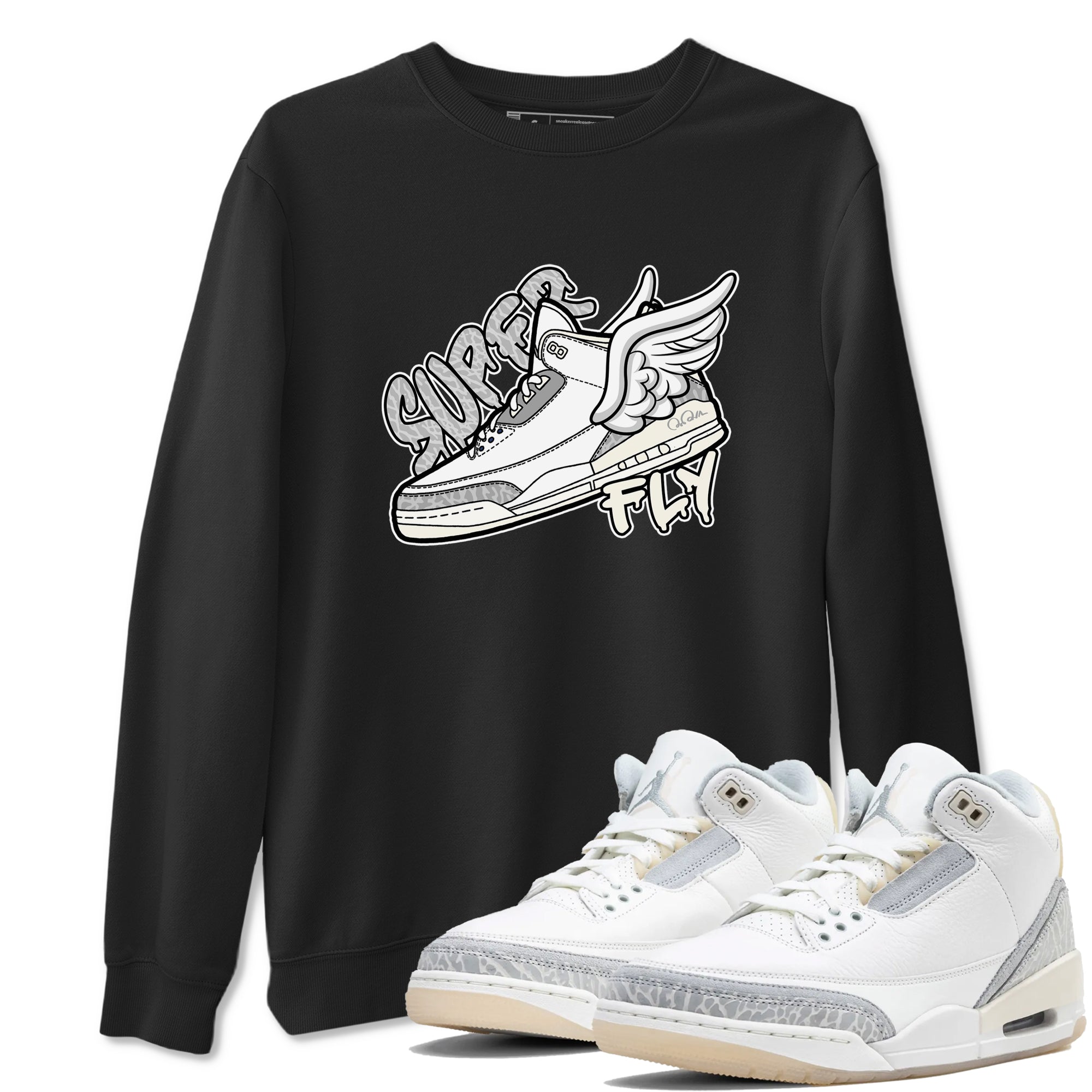 3s Ivory shirt to match jordans Super Fly sneaker tees Air Jordan 3 Ivory Drip Gear Zone unisex cotton Black 1 crew neck shirt