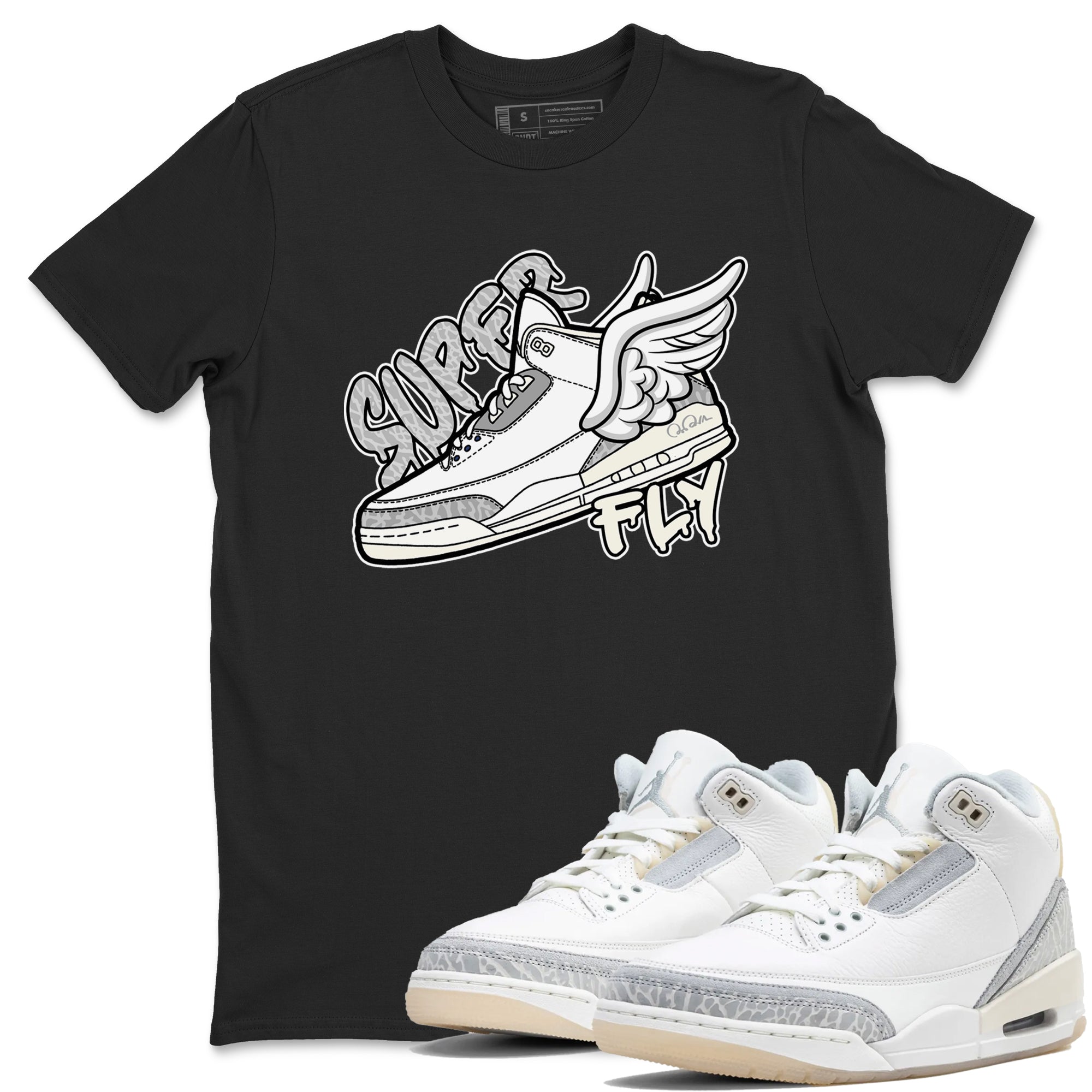 3s Ivory shirt to match jordans Super Fly sneaker tees Air Jordan 3 Ivory Drip Gear Zone unisex cotton Black 1 crew neck shirt