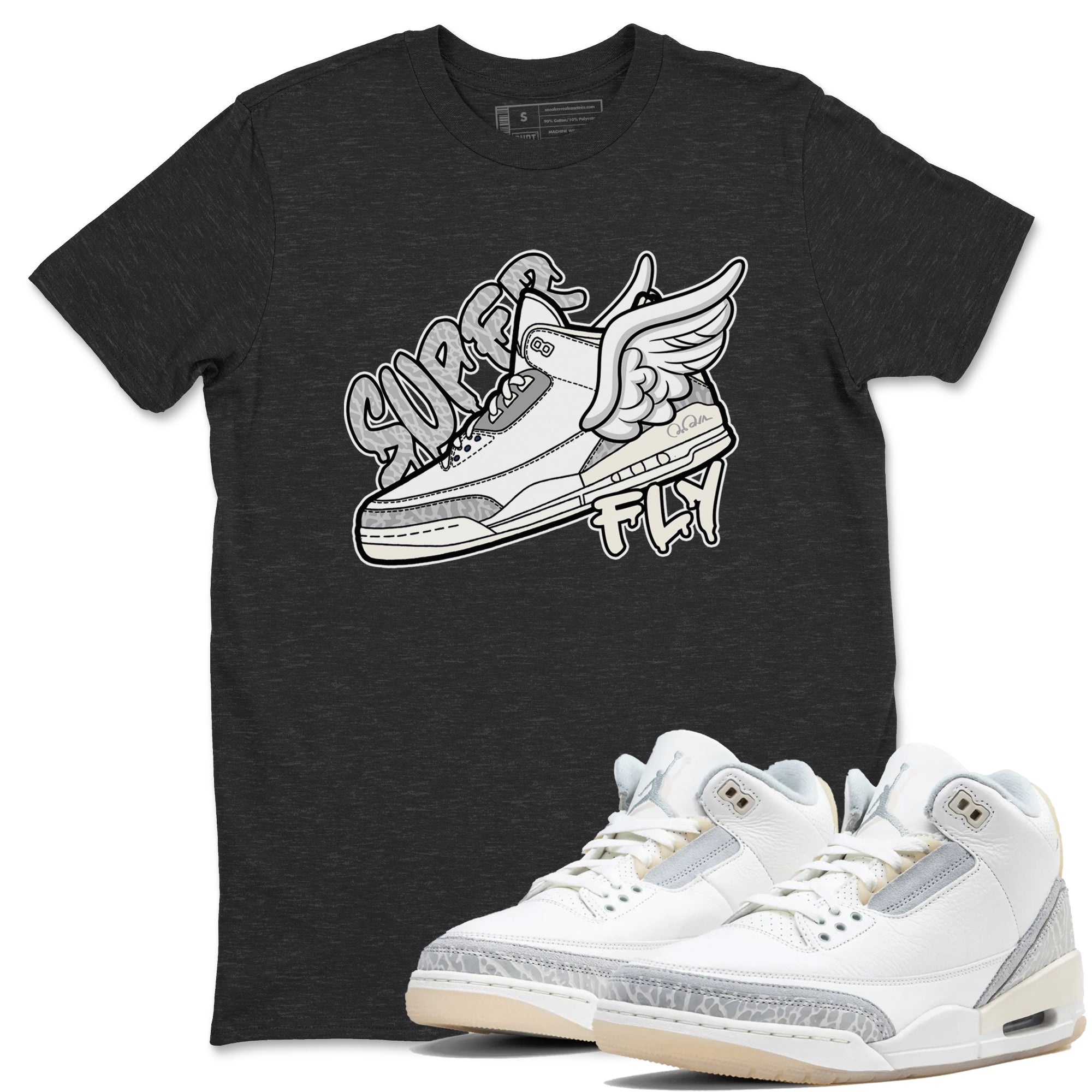 3s Ivory shirt to match jordans Super Fly sneaker tees Air Jordan 3 Ivory Drip Gear Zone unisex cotton Charcoal Heather 1 crew neck shirt