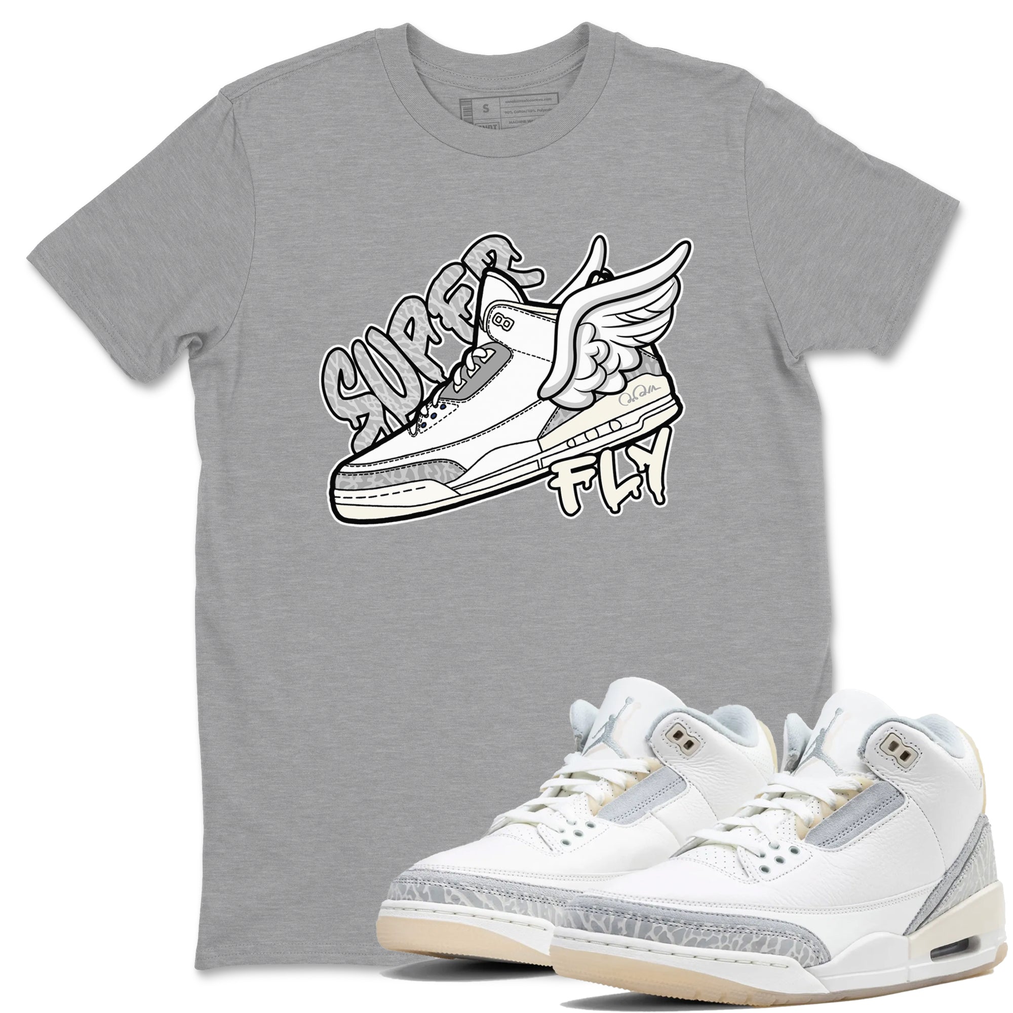 3s Ivory shirt to match jordans Super Fly sneaker tees Air Jordan 3 Ivory Drip Gear Zone unisex cotton Heather Grey 1 crew neck shirt