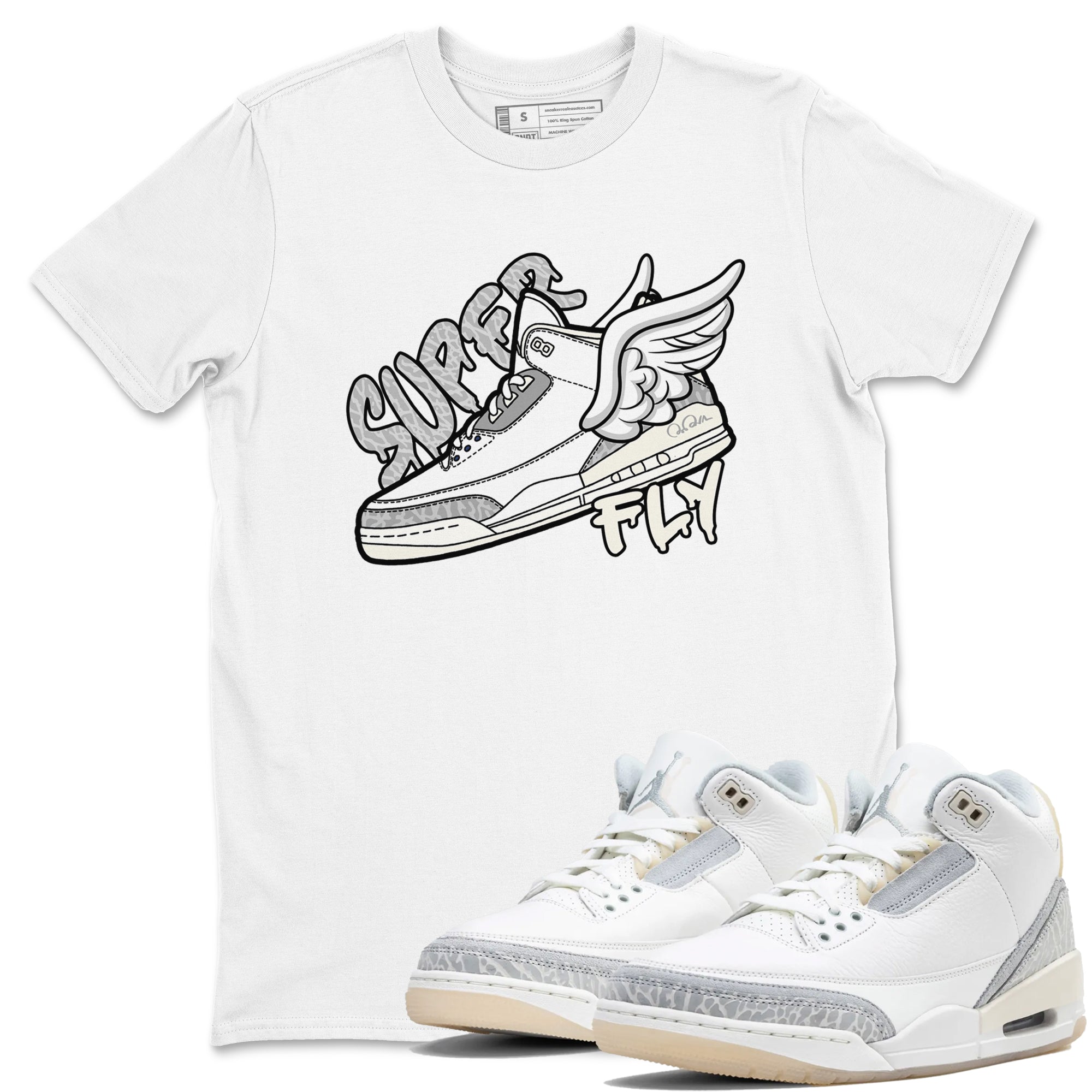 3s Ivory shirt to match jordans Super Fly sneaker tees Air Jordan 3 Ivory Drip Gear Zone unisex cotton White 1 crew neck shirt