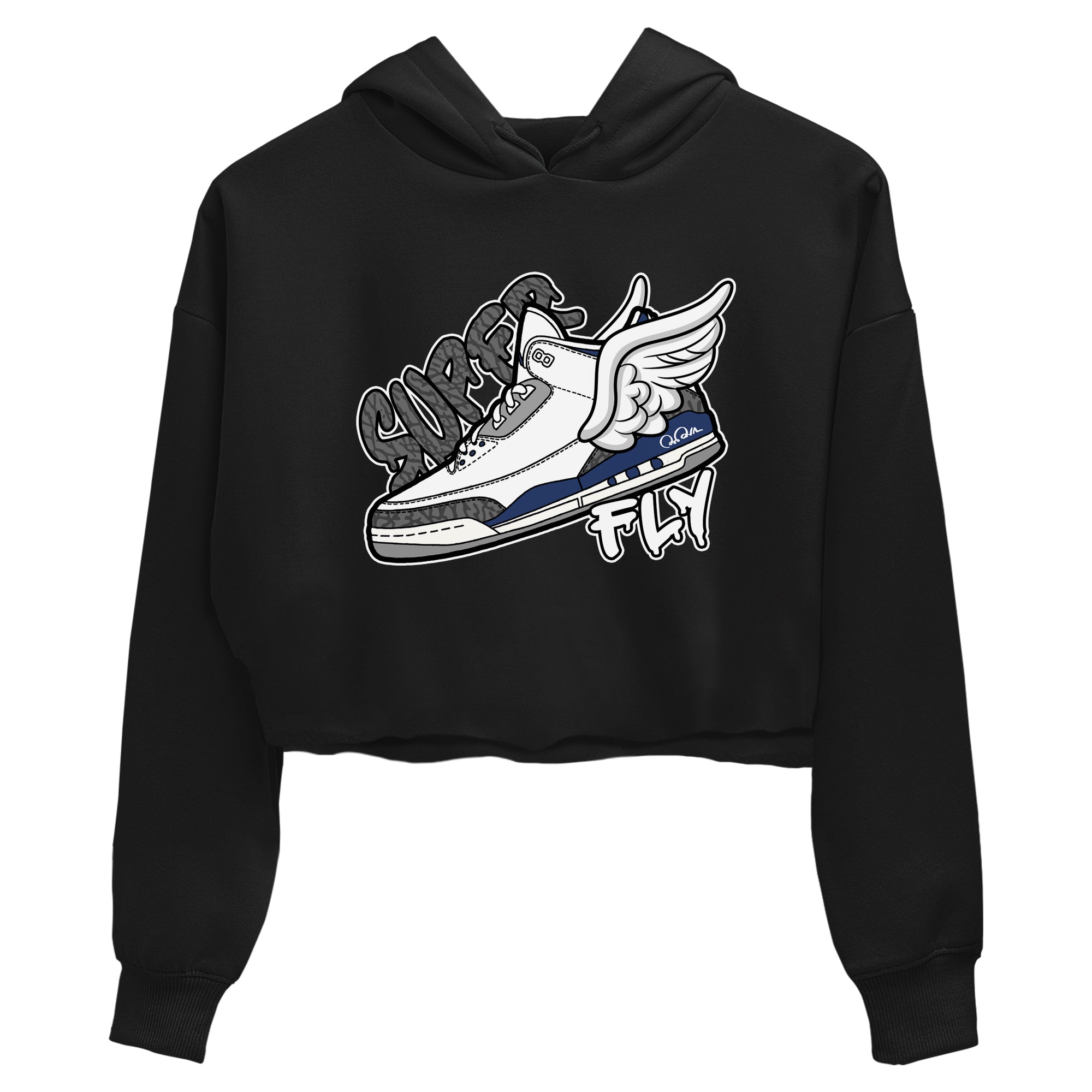 3s Midnight Navy shirt to match jordans Super Fly sneaker match t-shirt AJ3 Midnight Navy Drip Gear Zone Black 2 crop length shirt