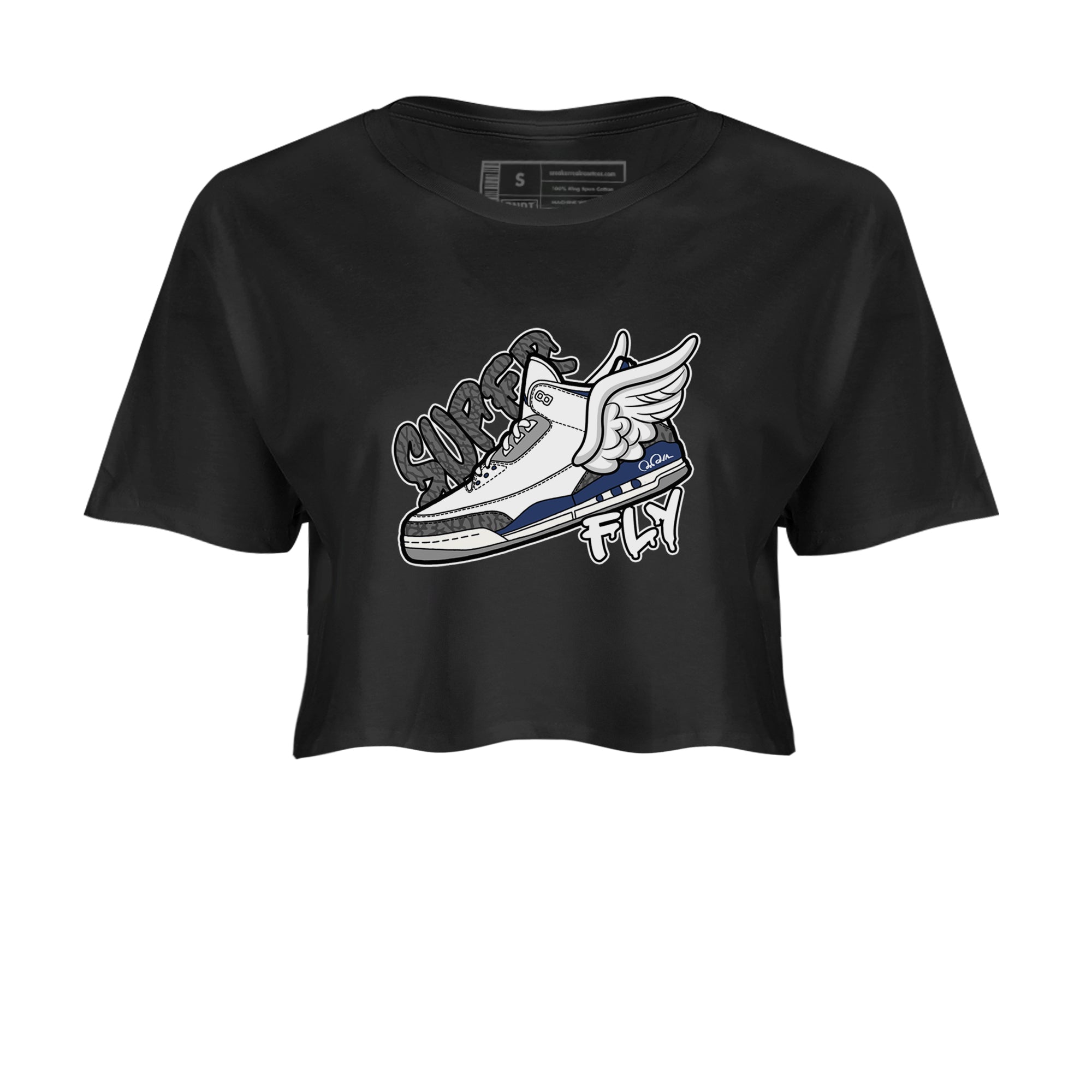 3s Midnight Navy shirt to match jordans Super Fly sneaker match t-shirt AJ3 Midnight Navy Drip Gear Zone Black 2 crop length shirt