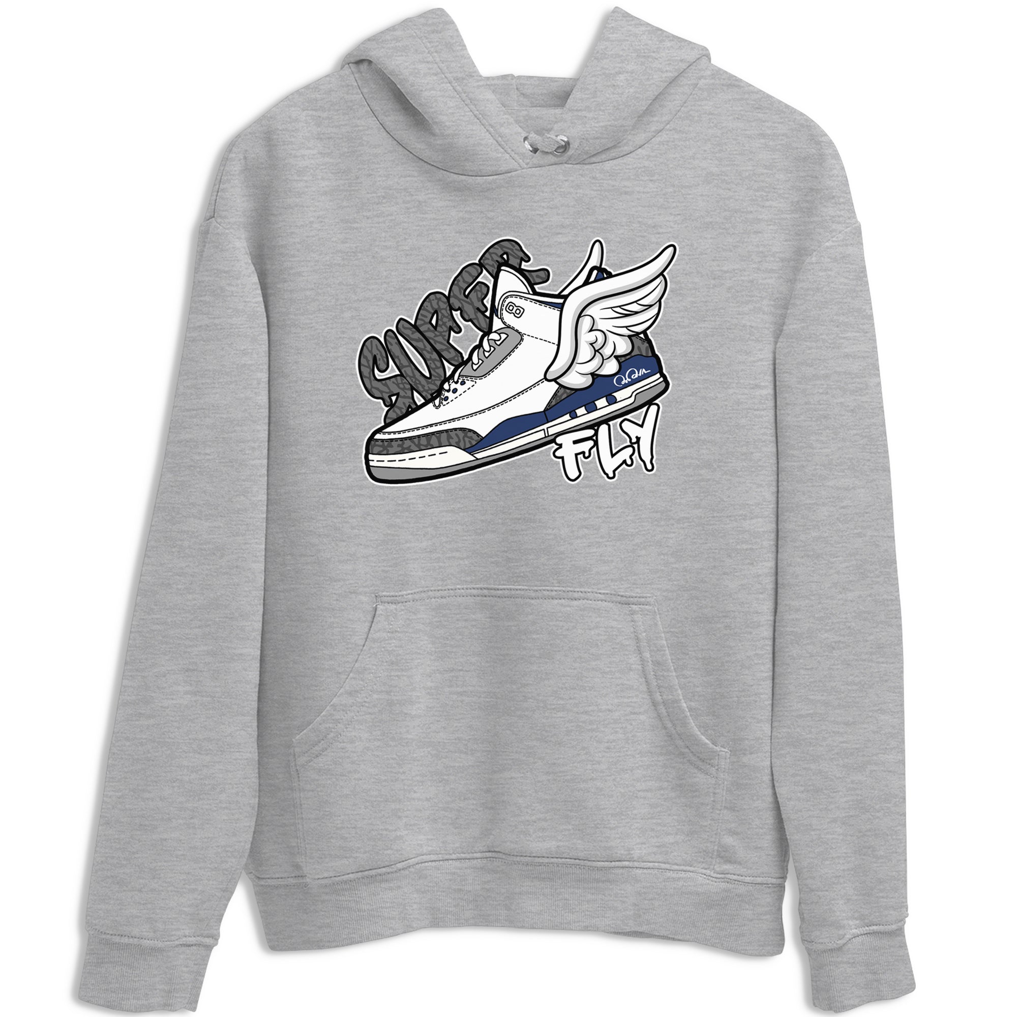 3s Midnight Navy shirt to match jordans Super Fly sneaker match t-shirt AJ3 Midnight Navy Drip Gear Zone unisex cotton Heather Grey 2 Crew Neck T-Shirt