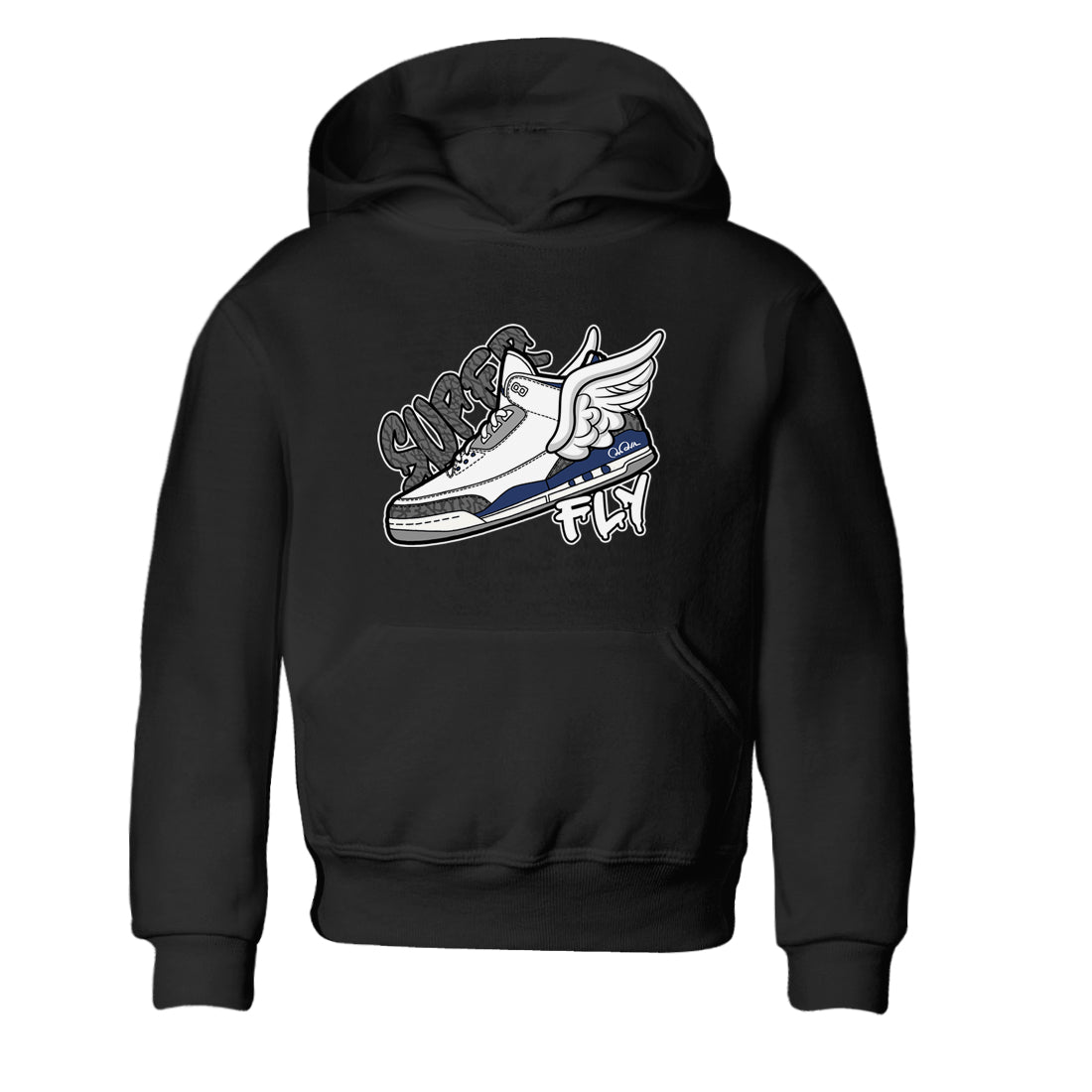 3s Midnight Navy shirt to match jordans Super Fly sneaker match t-shirt AJ3 Midnight Navy Drip Gear Zone baby toddler Black 2 Crew Neck T-Shirt