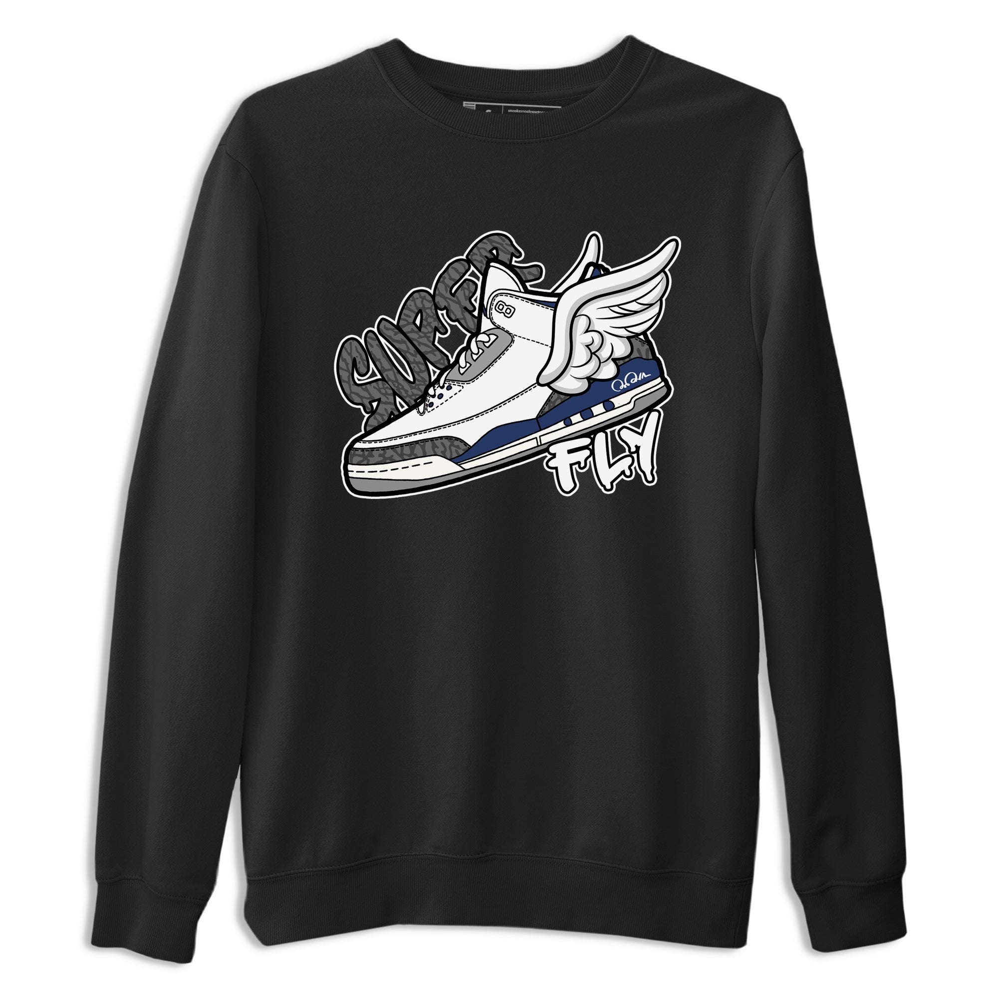 3s Midnight Navy shirt to match jordans Super Fly sneaker match t-shirt AJ3 Midnight Navy Drip Gear Zone unisex cotton Black 2 Crew Neck T-Shirt