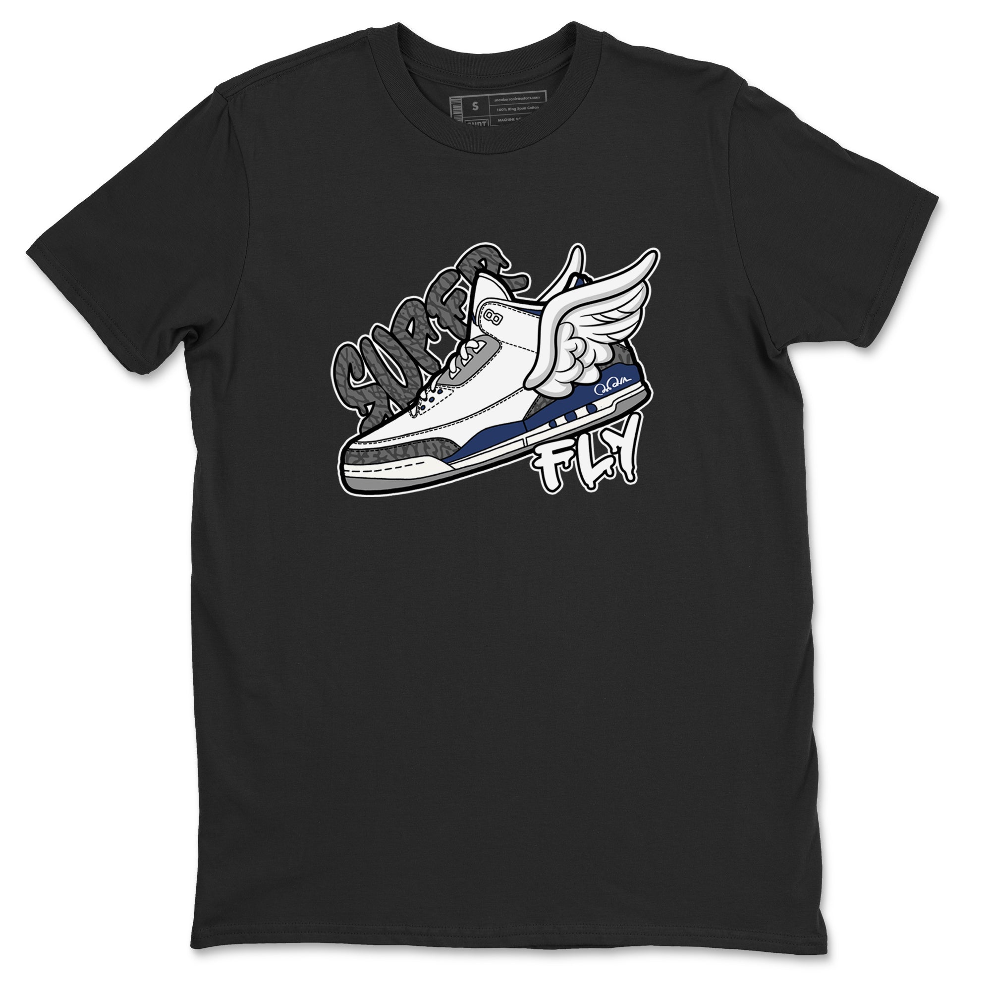 3s Midnight Navy shirt to match jordans Super Fly sneaker match t-shirt AJ3 Midnight Navy Drip Gear Zone unisex cotton Black 2 Crew Neck T-Shirt