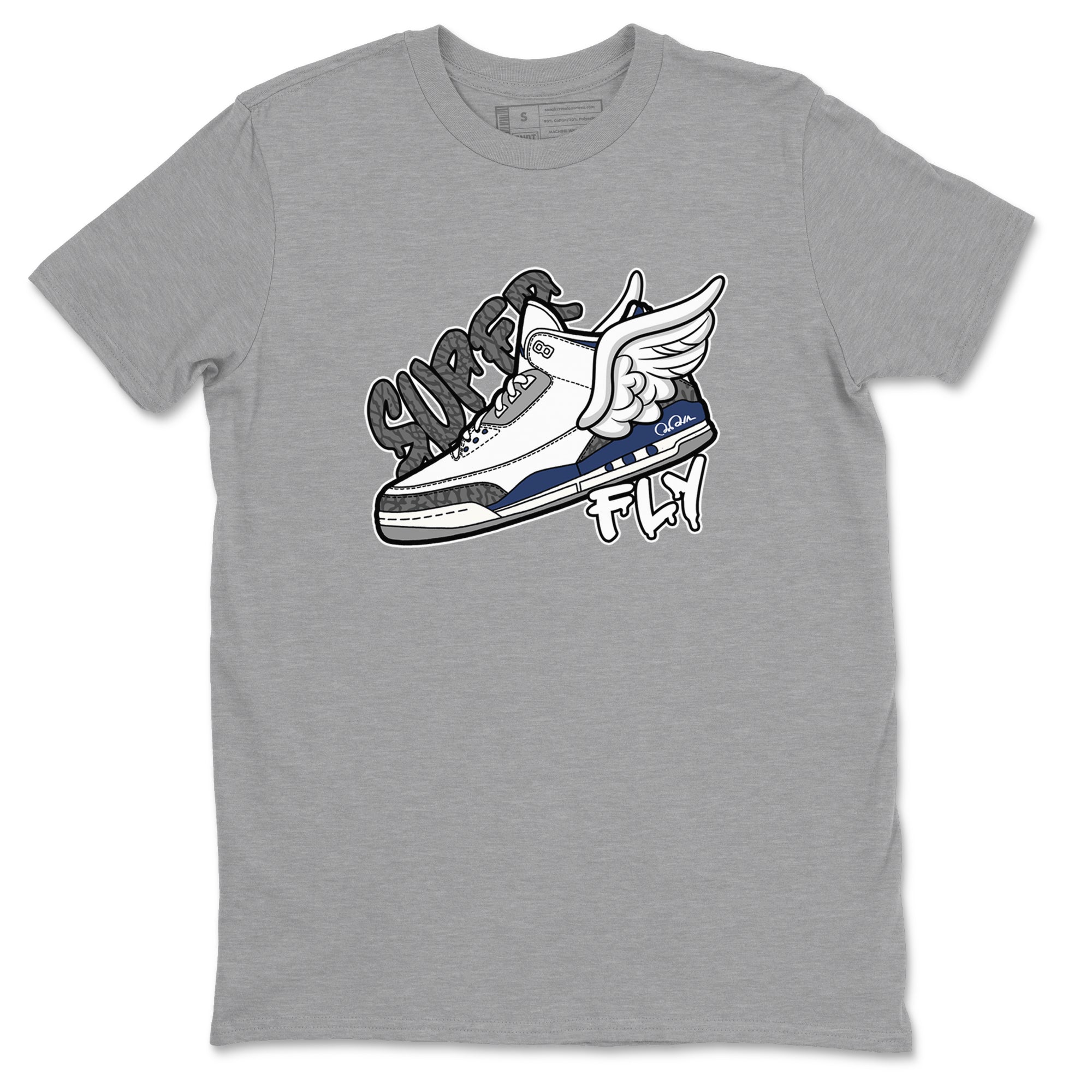 3s Midnight Navy shirt to match jordans Super Fly sneaker match t-shirt AJ3 Midnight Navy Drip Gear Zone unisex cotton Heather Grey 2 Crew Neck T-Shirt