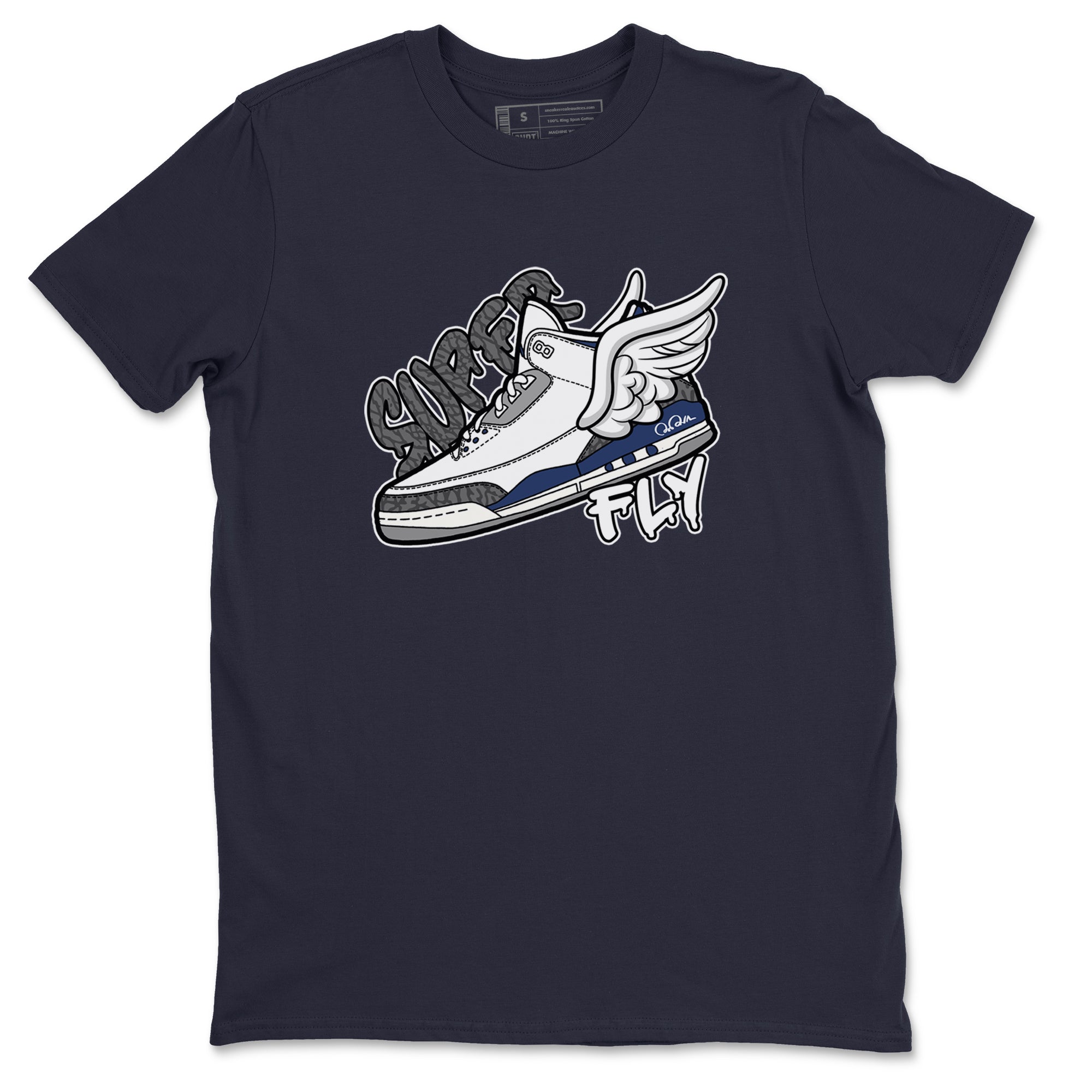 3s Midnight Navy shirt to match jordans Super Fly sneaker match t-shirt AJ3 Midnight Navy Drip Gear Zone unisex cotton Navy 2 Crew Neck T-Shirt