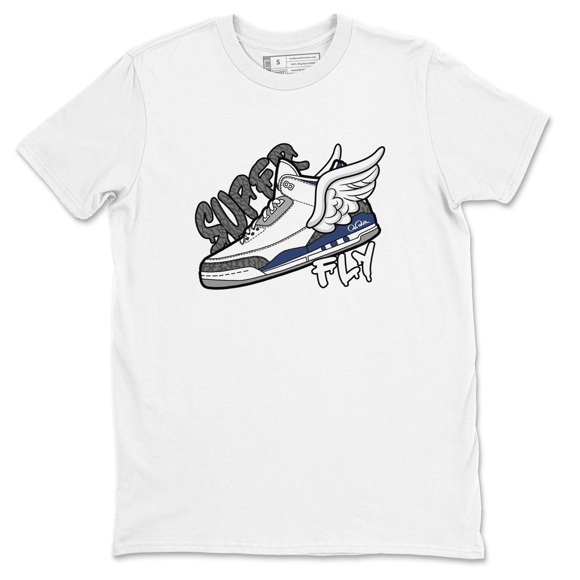 3s Midnight Navy shirt to match jordans Super Fly sneaker match t-shirt AJ3 Midnight Navy Drip Gear Zone unisex cotton White 2 Crew Neck T-Shirt