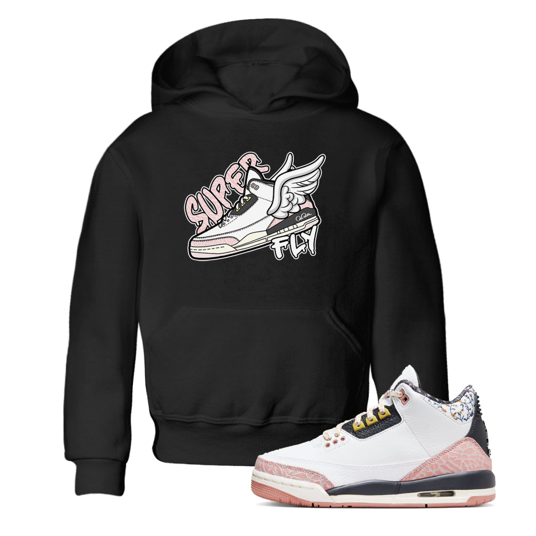 Air Jordan 3 GS Vintage Floral shirt to match jordans Super Fly sneaker tees Air Jordan 3 Vintage Floral Drip Gear Zone baby toddler Black 1 cotton Shirt