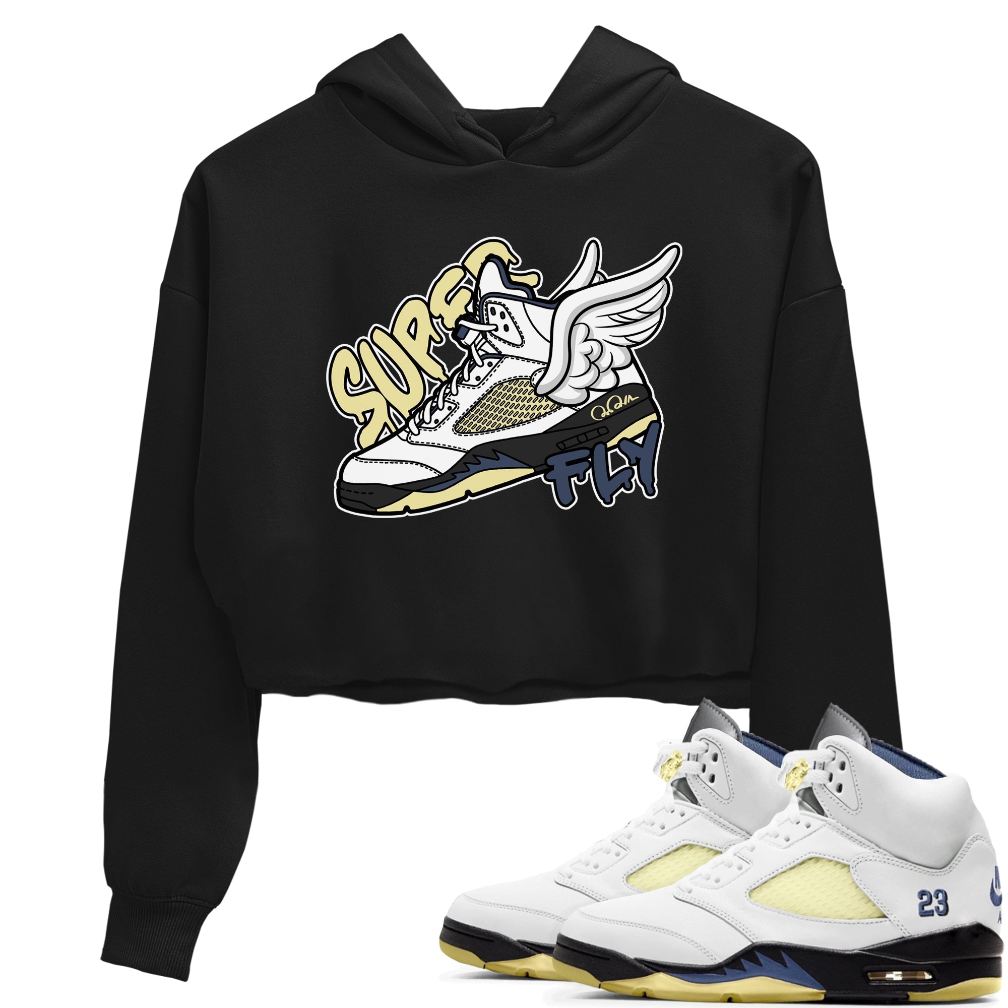 Air Jordan 5 A Ma Maniere x Photon Dust shirt to match jordans Super Fly sneaker tees Jordan 5 A Ma Maniere "Dawn" Drip Gear Zone Black 1 Crop T-Shirt