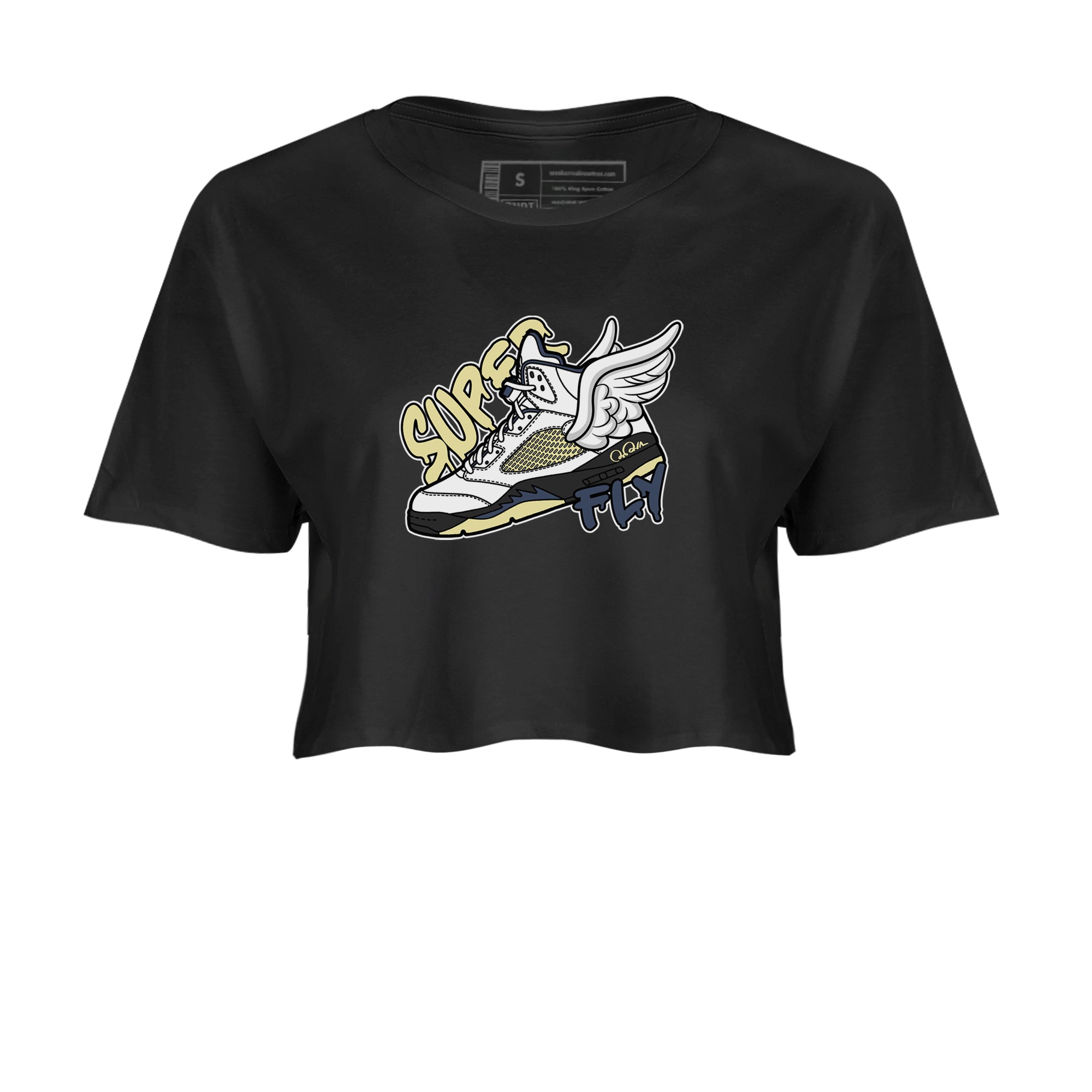 Air Jordan 5 A Ma Maniere x Photon Dust shirt to match jordans Super Fly sneaker tees Jordan 5 A Ma Maniere "Dawn" Drip Gear Zone Black 2 Crop T-Shirt
