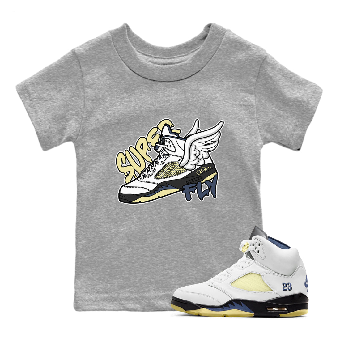 Air Jordan 5 A Ma Maniere x Photon Dust shirt to match jordans Super Fly sneaker tees Jordan 5 A Ma Maniere "Dawn" Drip Gear Zone Baby Toddler Heather Grey 1 T-Shirt