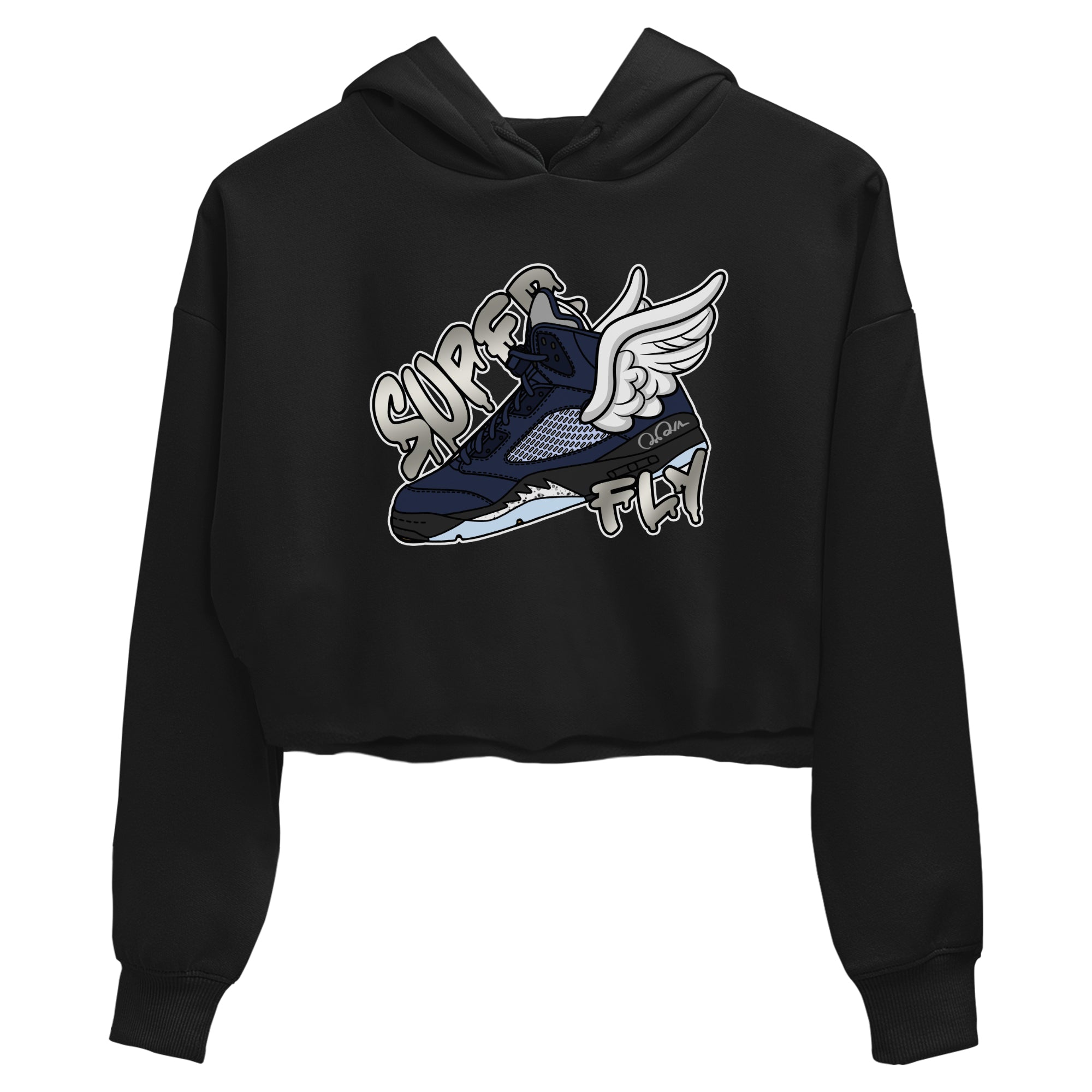 Air Jordan 5 Georgetown Sneaker Match Tees Super Fly Streetwear Sneaker Shirt AJ5 Georgetown Sneaker Release Tees Women's Shirts Black 2