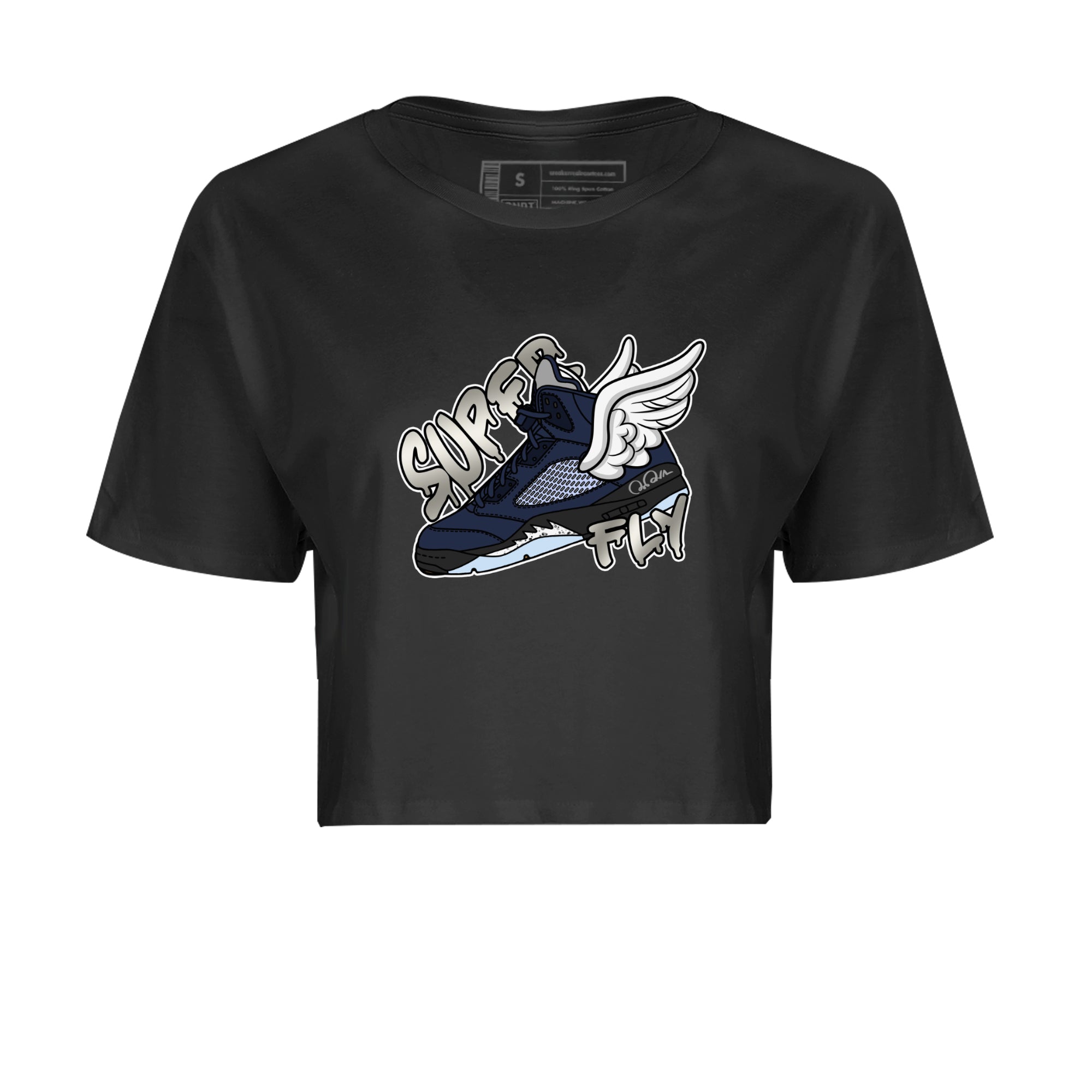 Air Jordan 5 Georgetown Sneaker Match Tees Super Fly Streetwear Sneaker Shirt AJ5 Georgetown Sneaker Release Tees Women's Shirts Black 2