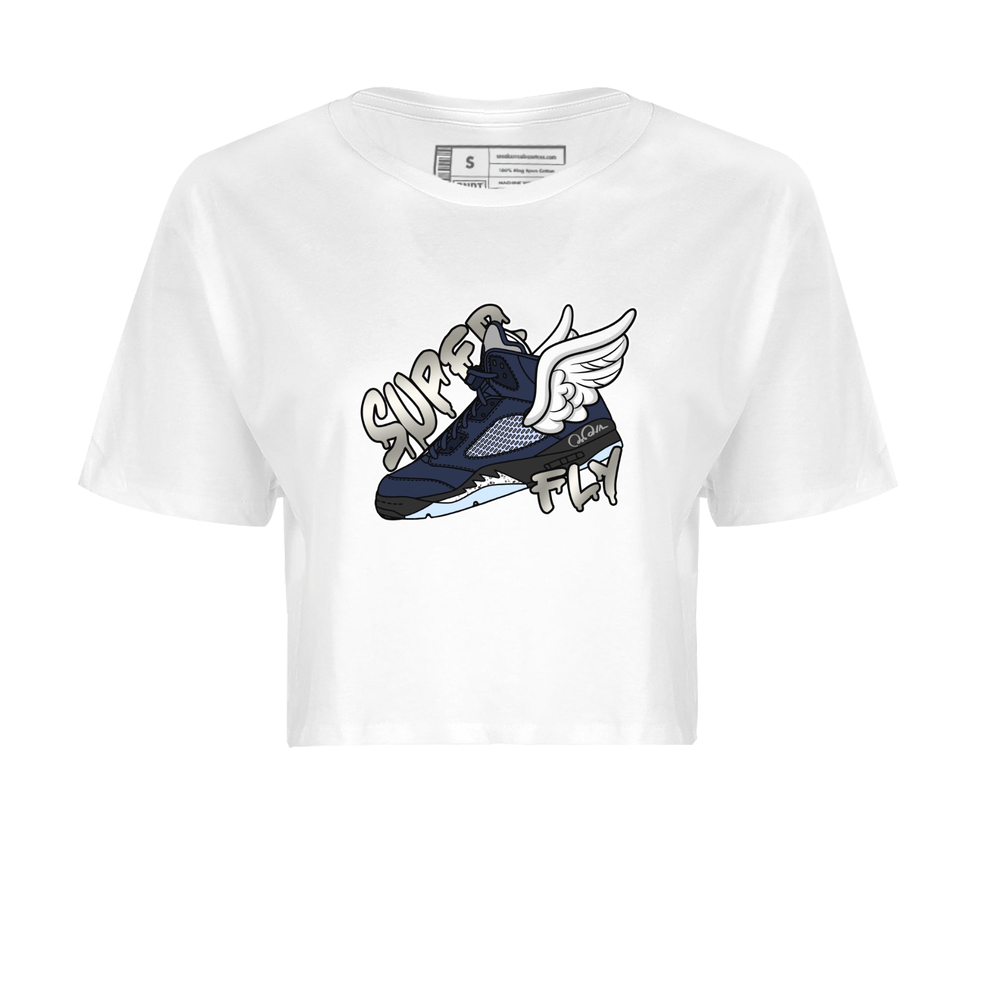 Air Jordan 5 Georgetown Sneaker Match Tees Super Fly Streetwear Sneaker Shirt AJ5 Georgetown Sneaker Release Tees Women's Shirts White 2