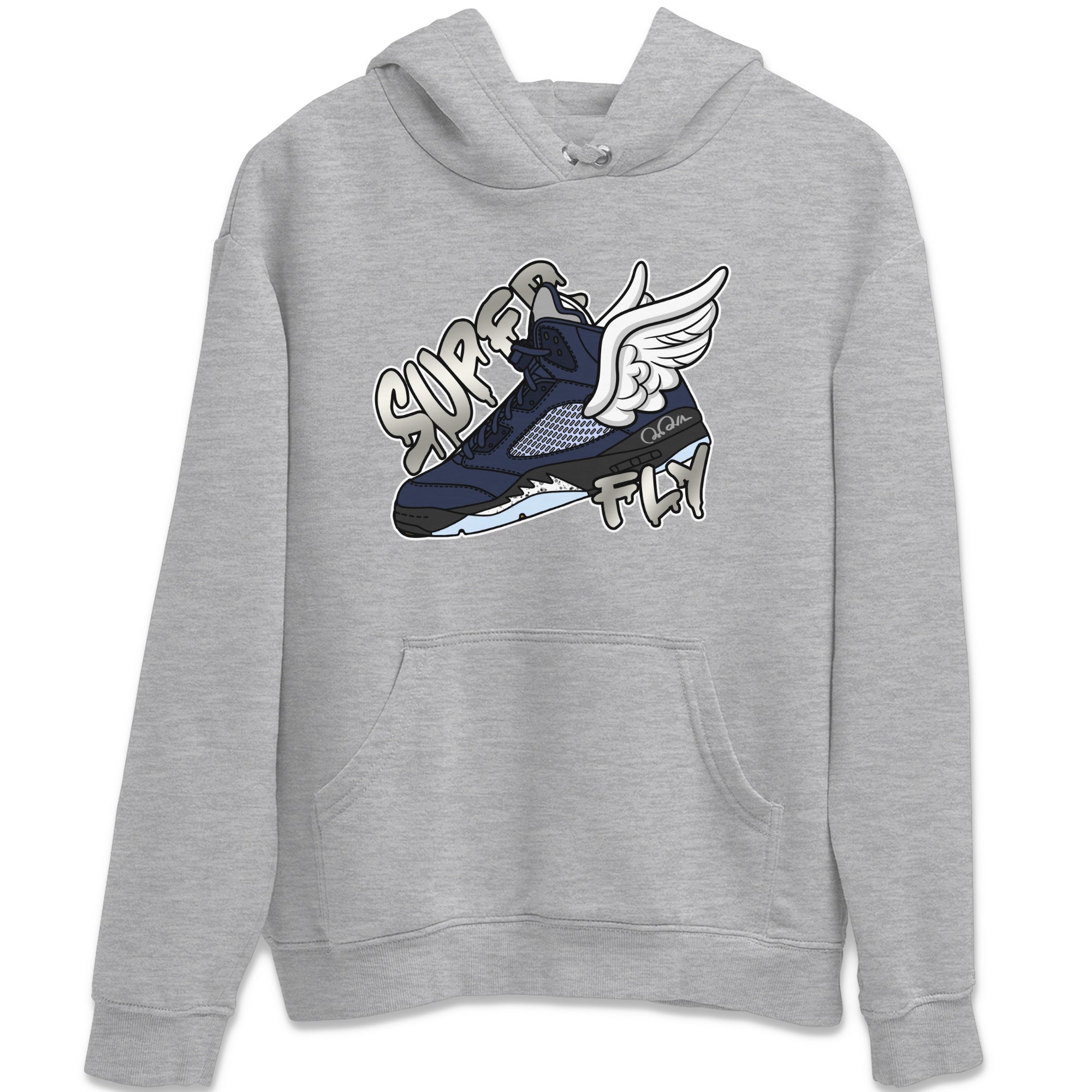 Air Jordan 5 Georgetown Sneaker Match Tees Super Fly Streetwear Sneaker Shirt AJ5 Georgetown Sneaker Release Tees Unisex Shirts Heather Grey 2