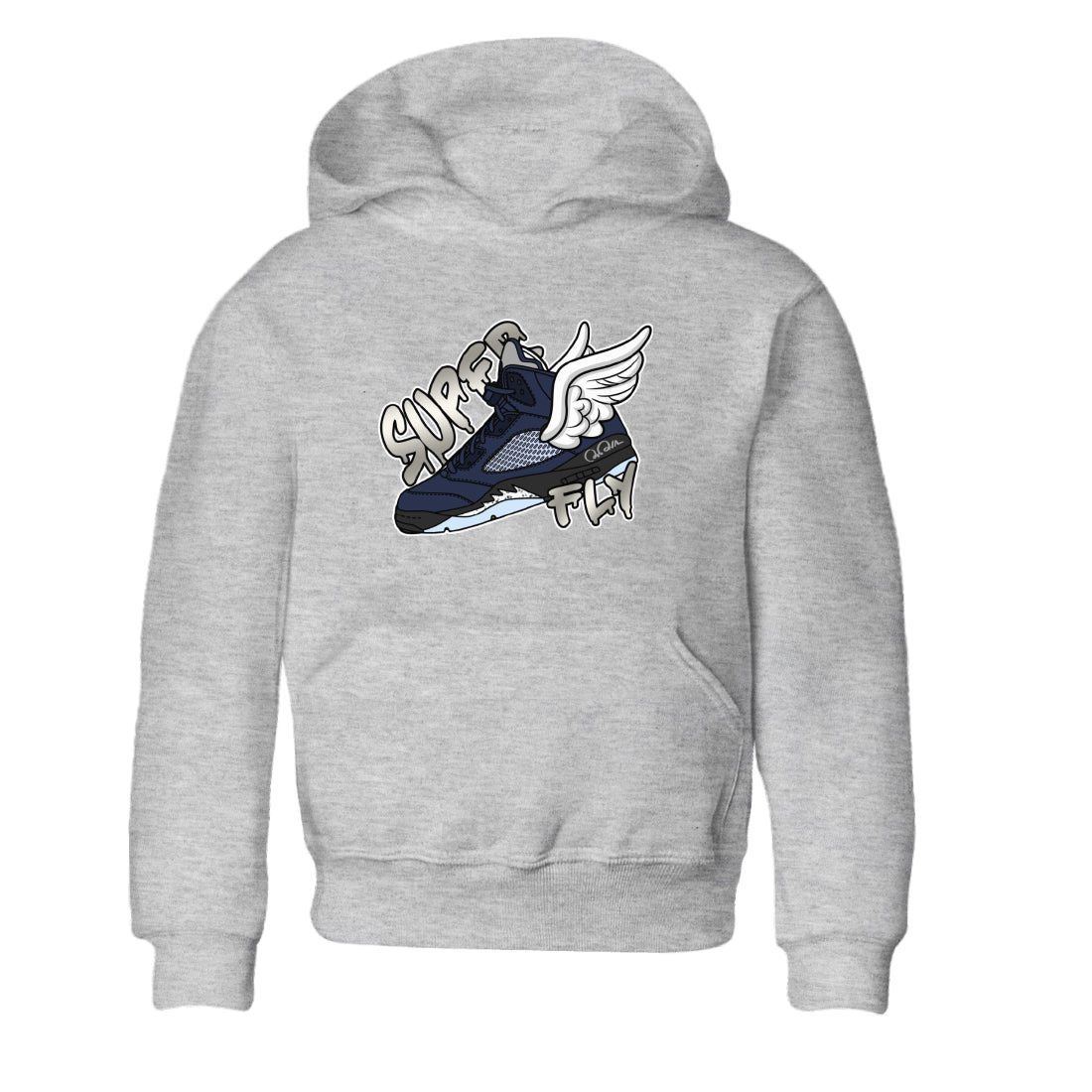 Air Jordan 5 Georgetown Sneaker Match Tees Super Fly Streetwear Sneaker Shirt AJ5 Georgetown Sneaker Release Tees Kids Shirts Heather Grey 2