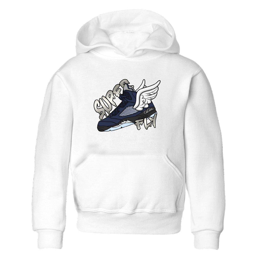 Air Jordan 5 Georgetown Sneaker Match Tees Super Fly Streetwear Sneaker Shirt AJ5 Georgetown Sneaker Release Tees Kids Shirts White 2