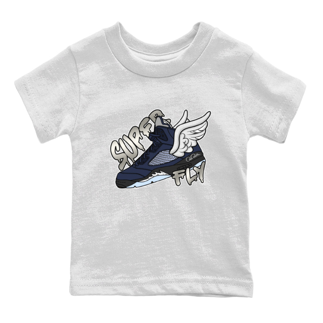 Air Jordan 5 Georgetown Sneaker Match Tees Super Fly Streetwear Sneaker Shirt AJ5 Georgetown Sneaker Release Tees Kids Shirts White 2