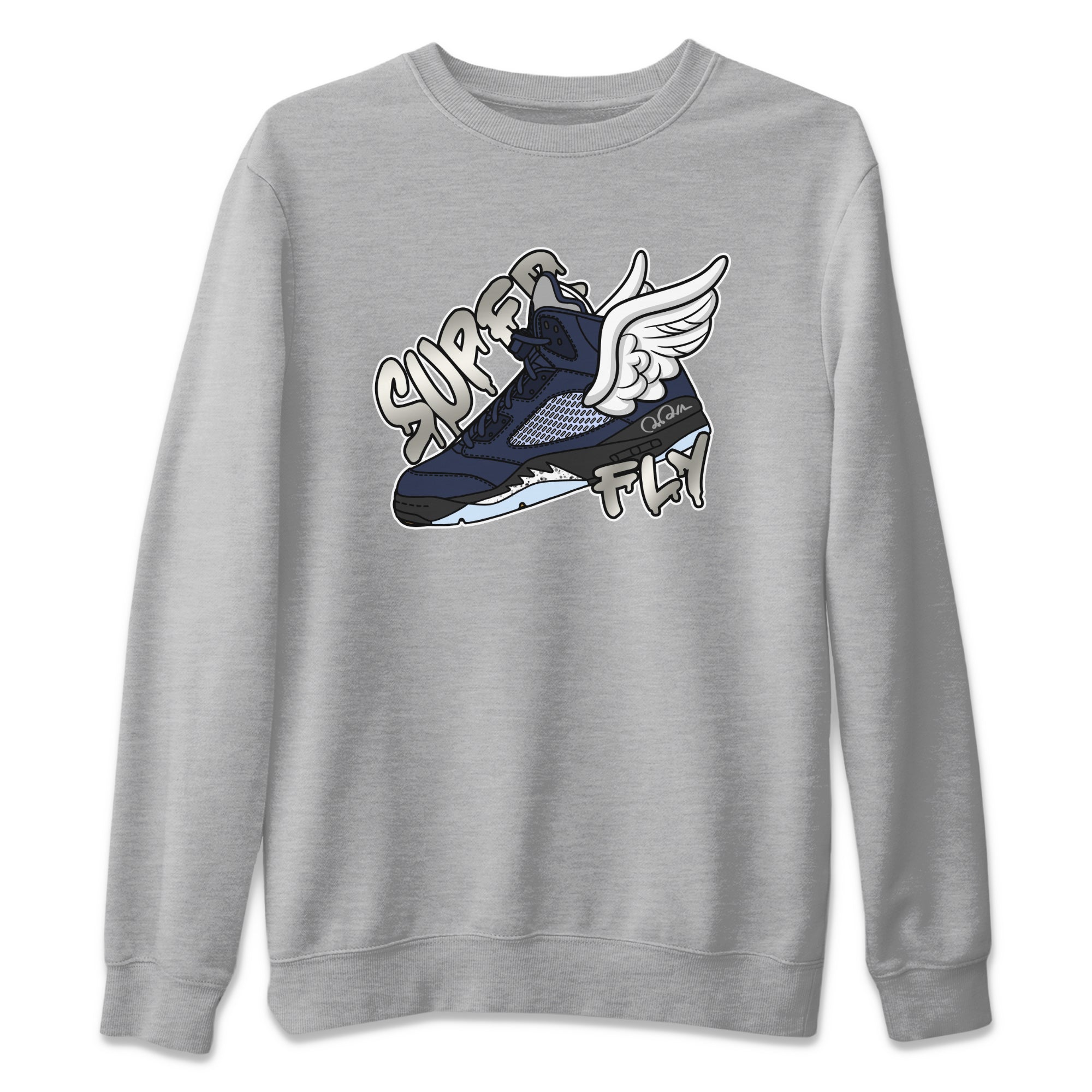Air Jordan 5 Georgetown Sneaker Match Tees Super Fly Streetwear Sneaker Shirt AJ5 Georgetown Sneaker Release Tees Unisex Shirts Heather Grey 2