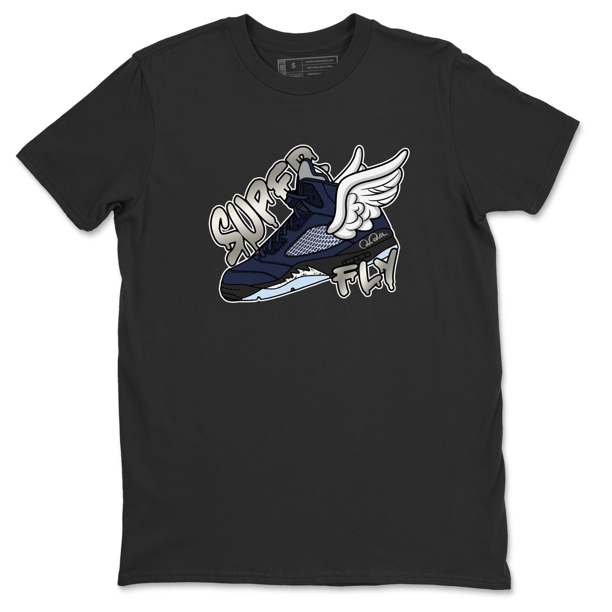 Air Jordan 5 Georgetown Sneaker Match Tees Super Fly Streetwear Sneaker Shirt AJ5 Georgetown Sneaker Release Tees Unisex Shirts Black 2
