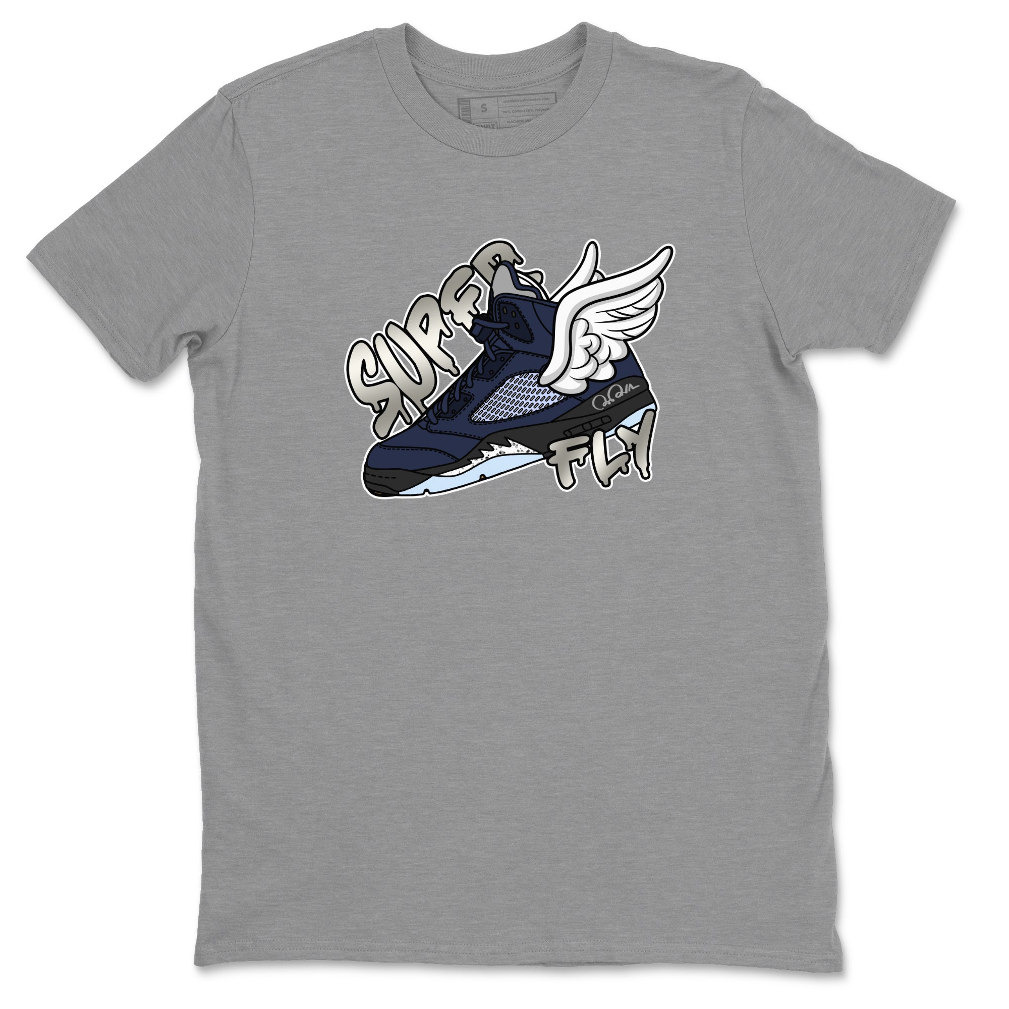 Air Jordan 5 Georgetown Sneaker Match Tees Super Fly Streetwear Sneaker Shirt AJ5 Georgetown Sneaker Release Tees Unisex Shirts Heather Grey 2