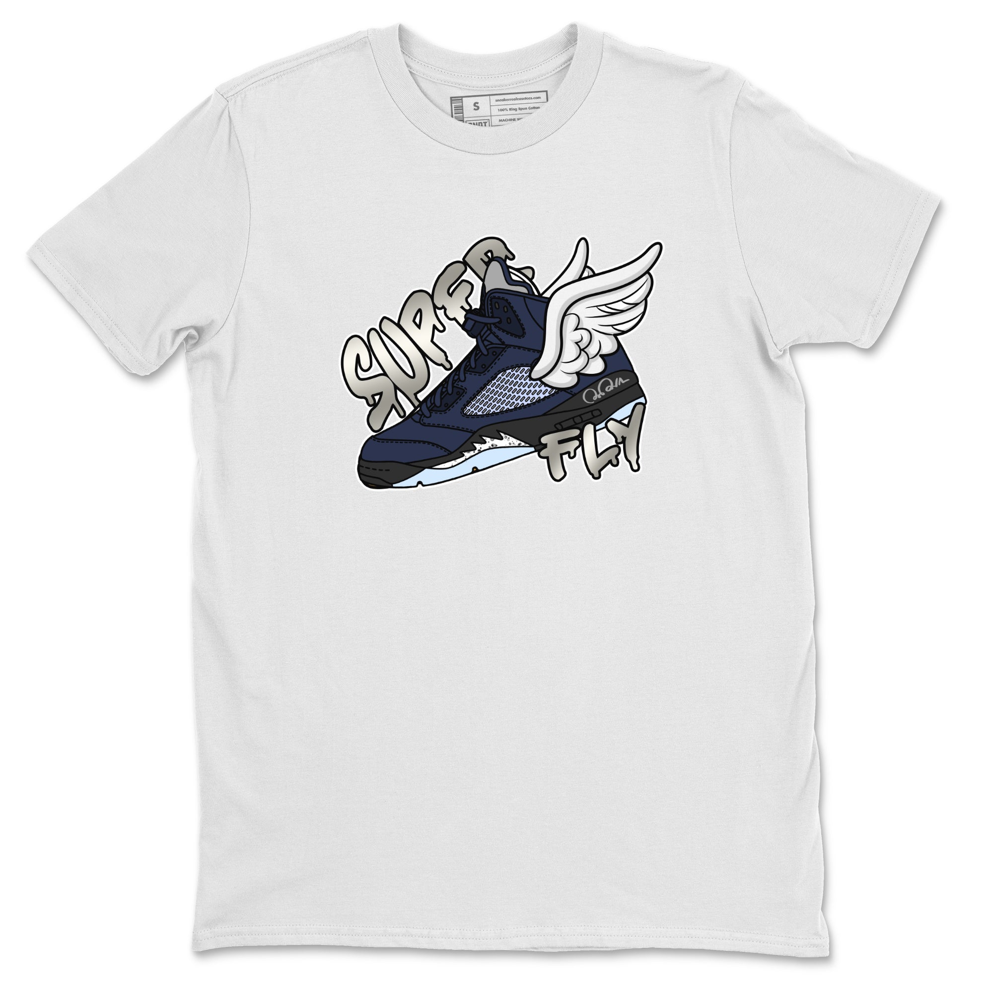 Air Jordan 5 Georgetown Sneaker Match Tees Super Fly Streetwear Sneaker Shirt AJ5 Georgetown Sneaker Release Tees Unisex Shirts White 2