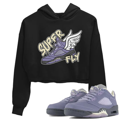 Air Jordan 5 Indigo Haze Sneaker Match Tees Super Fly Sneaker Tees AJ5 Indigo Haze Sneaker Release Tees Women's Shirts Black 1