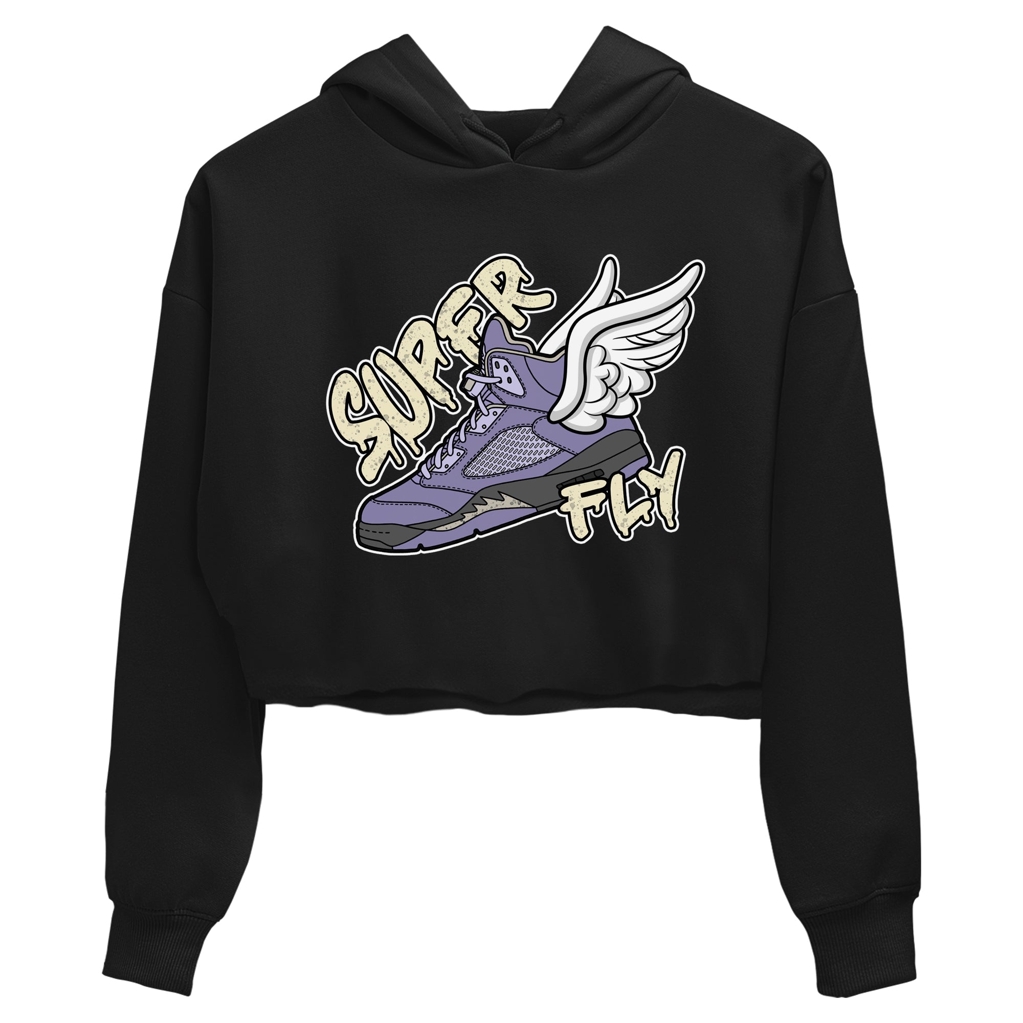 Air Jordan 5 Indigo Haze Sneaker Match Tees Super Fly Sneaker Tees AJ5 Indigo Haze Sneaker Release Tees Women's Shirts Black 2