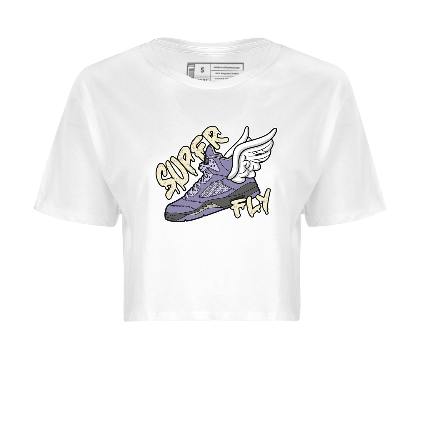 Air Jordan 5 Indigo Haze Sneaker Match Tees Super Fly Sneaker Tees AJ5 Indigo Haze Sneaker Release Tees Women's Shirts White 2