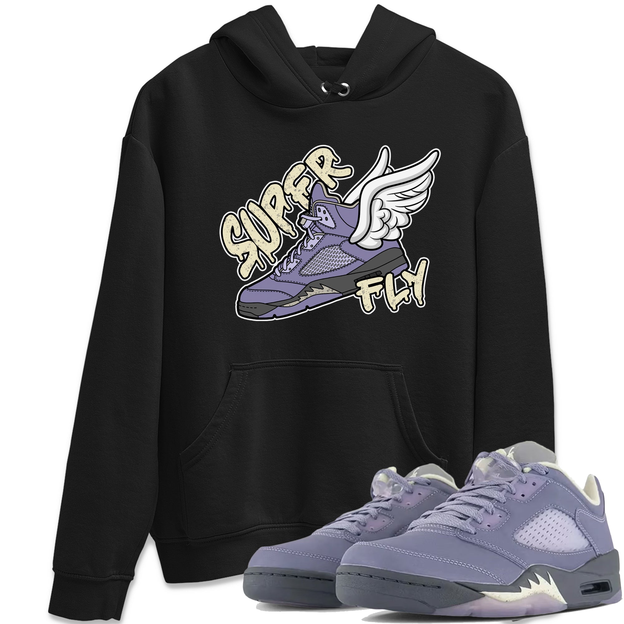 Air Jordan 5 Indigo Haze Sneaker Match Tees Super Fly Sneaker Tees AJ5 Indigo Haze Sneaker Release Tees Unisex Shirts Black 1