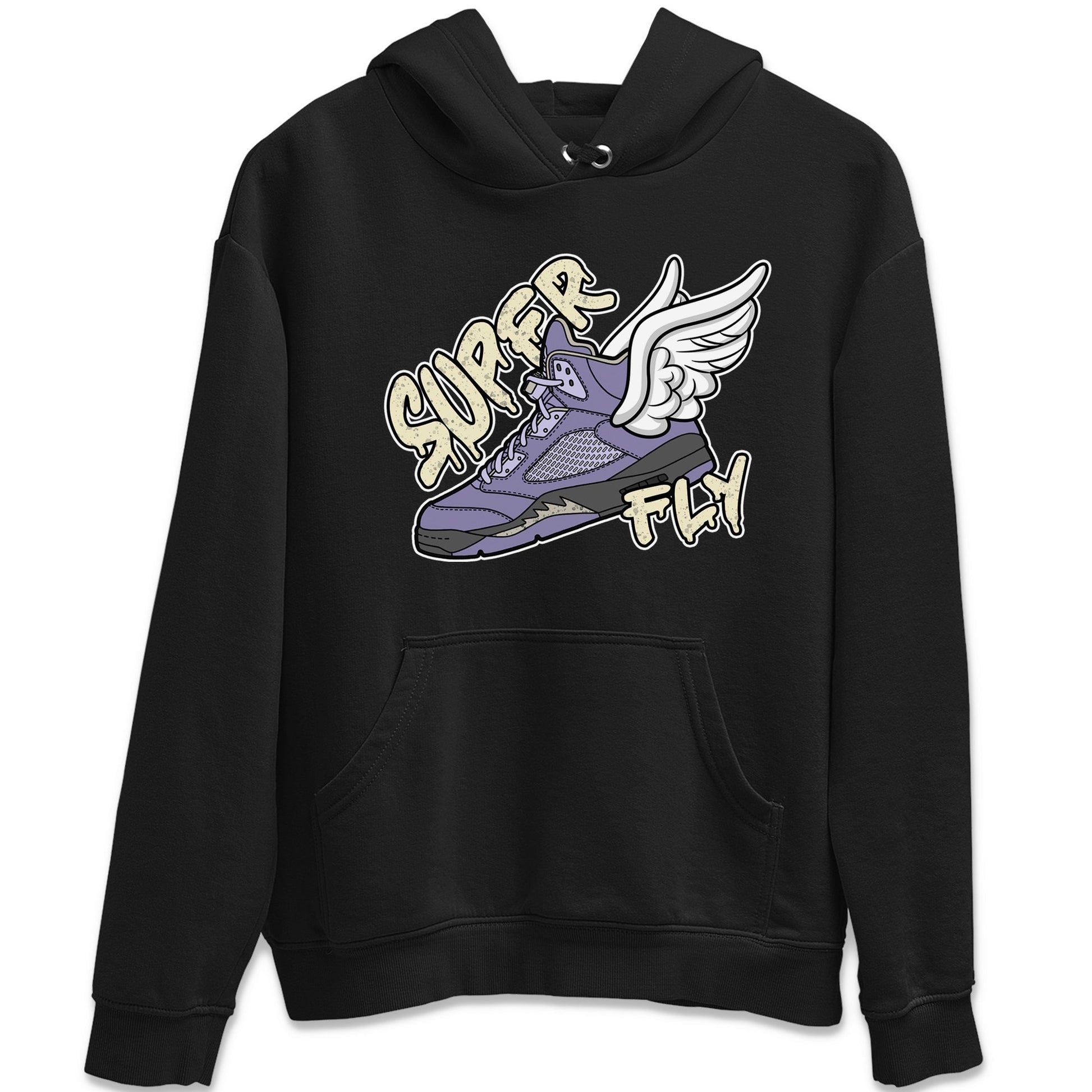 Air Jordan 5 Indigo Haze Sneaker Match Tees Super Fly Sneaker Tees AJ5 Indigo Haze Sneaker Release Tees Unisex Shirts Black 2