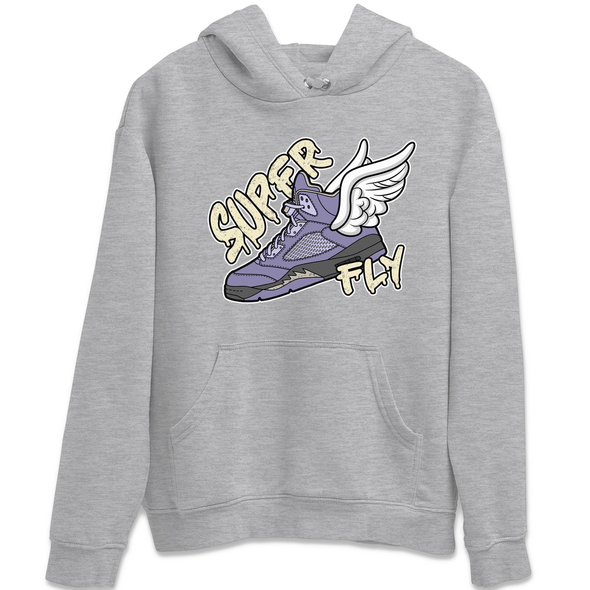 Air Jordan 5 Indigo Haze Sneaker Match Tees Super Fly Sneaker Tees AJ5 Indigo Haze Sneaker Release Tees Unisex Shirts Heather Grey 2