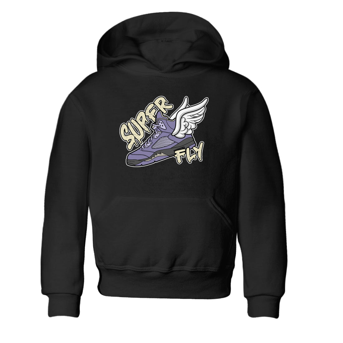 Air Jordan 5 Indigo Haze Sneaker Match Tees Super Fly Sneaker Tees AJ5 Indigo Haze Sneaker Release Tees Kids Shirts Black 2