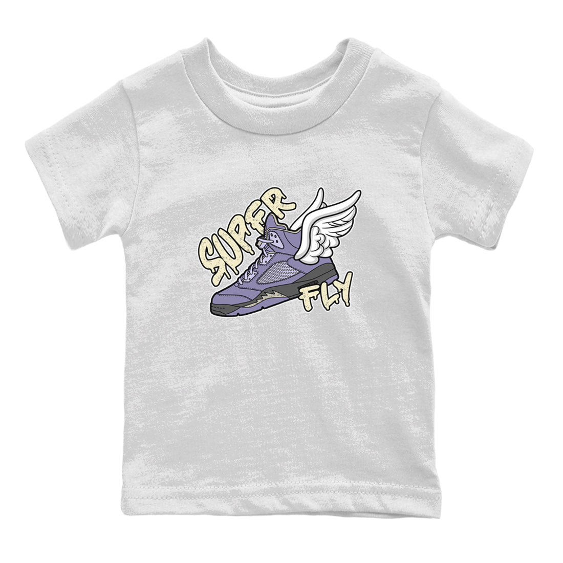 Air Jordan 5 Indigo Haze Sneaker Match Tees Super Fly Sneaker Tees AJ5 Indigo Haze Sneaker Release Tees Kids Shirts White 2