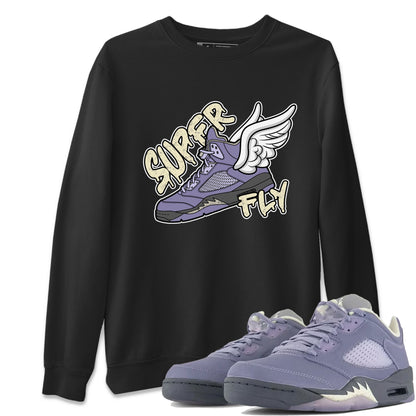 Air Jordan 5 Indigo Haze Sneaker Match Tees Super Fly Sneaker Tees AJ5 Indigo Haze Sneaker Release Tees Unisex Shirts Black 1