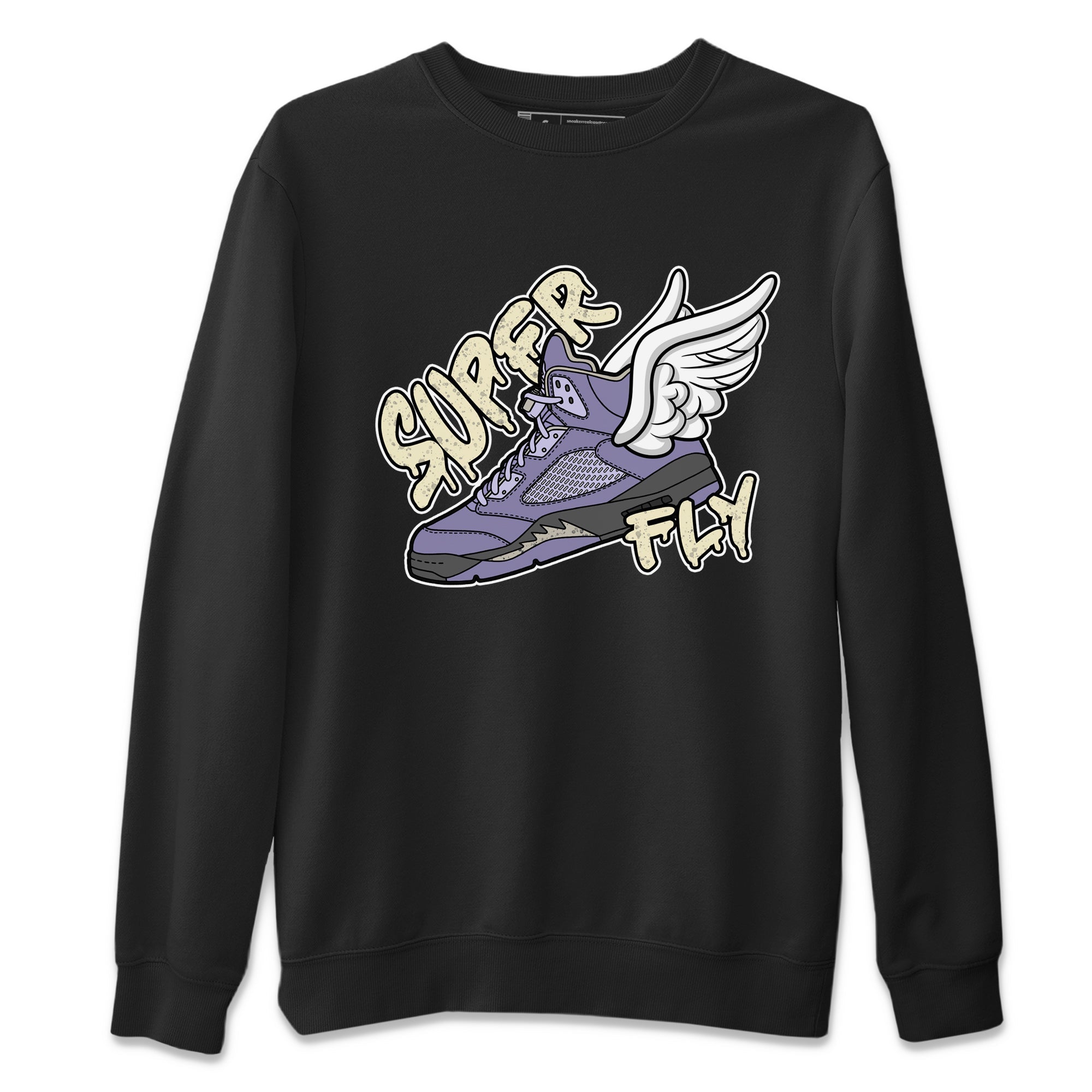 Air Jordan 5 Indigo Haze Sneaker Match Tees Super Fly Sneaker Tees AJ5 Indigo Haze Sneaker Release Tees Unisex Shirts Black 2