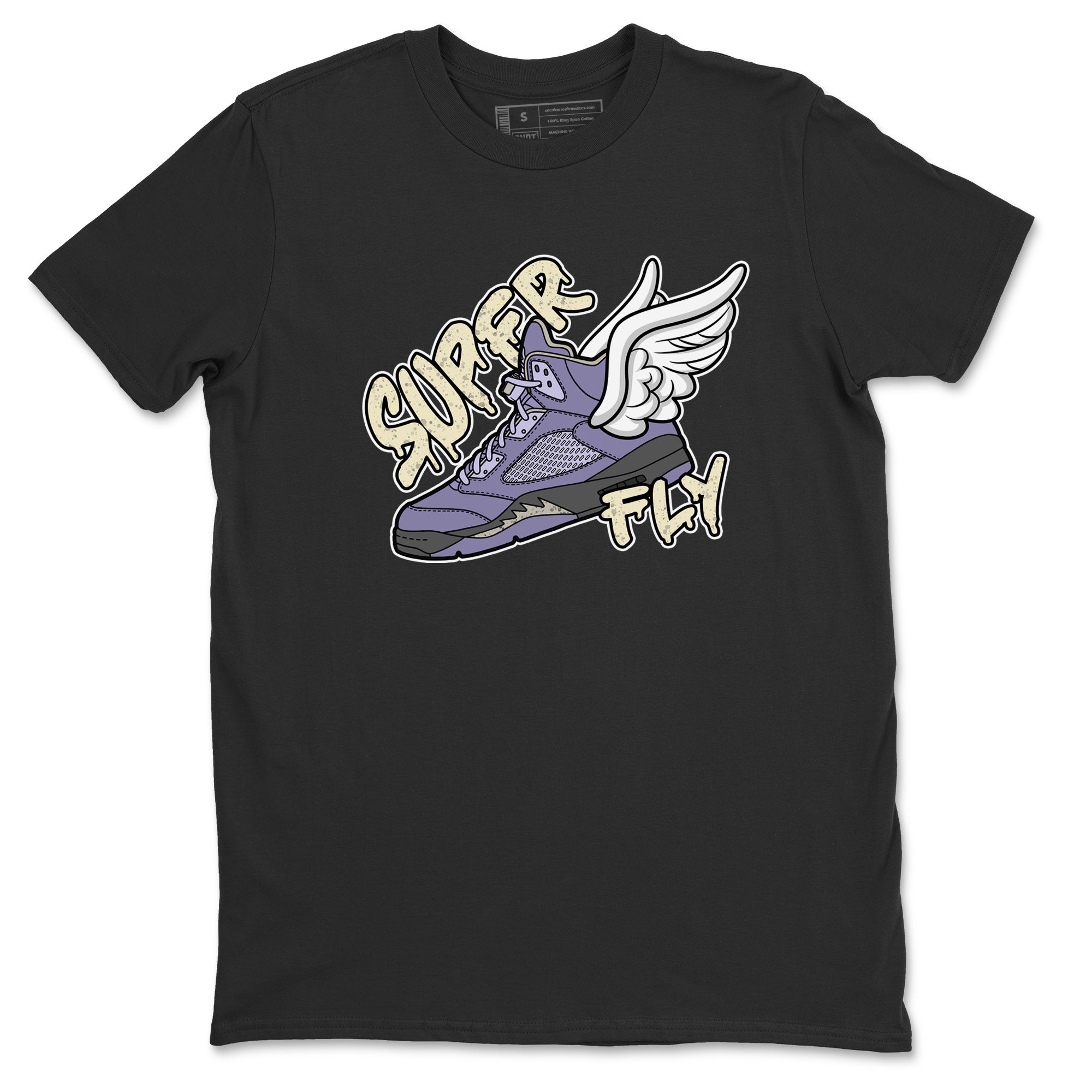 Air Jordan 5 Indigo Haze Sneaker Match Tees Super Fly Sneaker Tees AJ5 Indigo Haze Sneaker Release Tees Unisex Shirts Black 2
