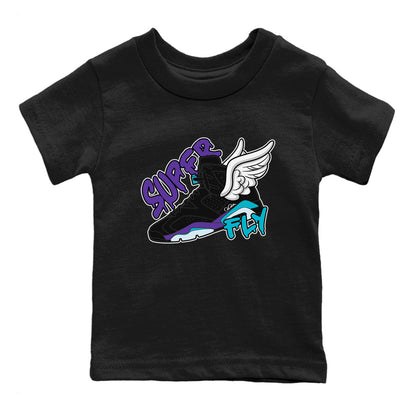 Air Jordan 6 Aqua Sneaker Match Tees Super Fly Sneaker Tees AJ6 Aqua Sneaker Release Tees Kids Shirts Black 2