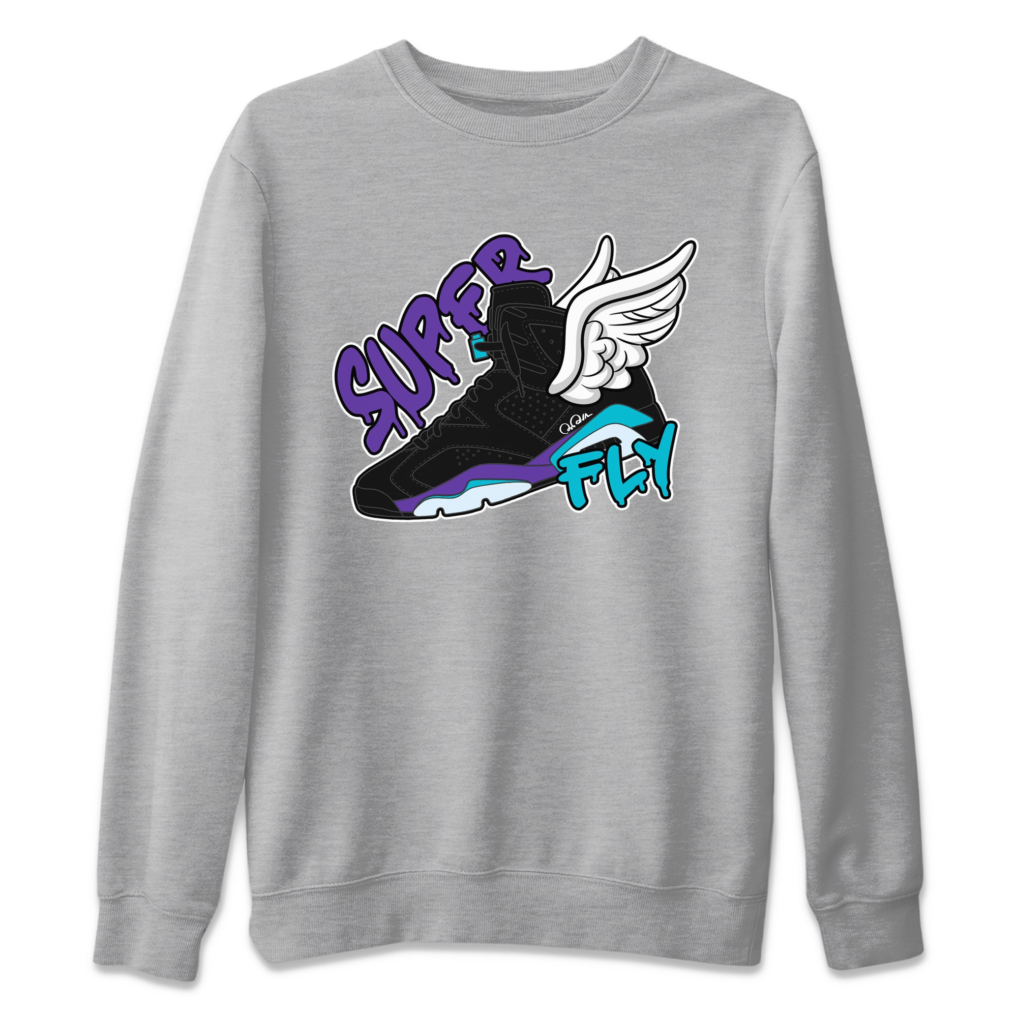 Air Jordan 6 Aqua Sneaker Match Tees Super Fly Sneaker Tees AJ6 Aqua Sneaker Release Tees Unisex Shirts Heather Grey 2