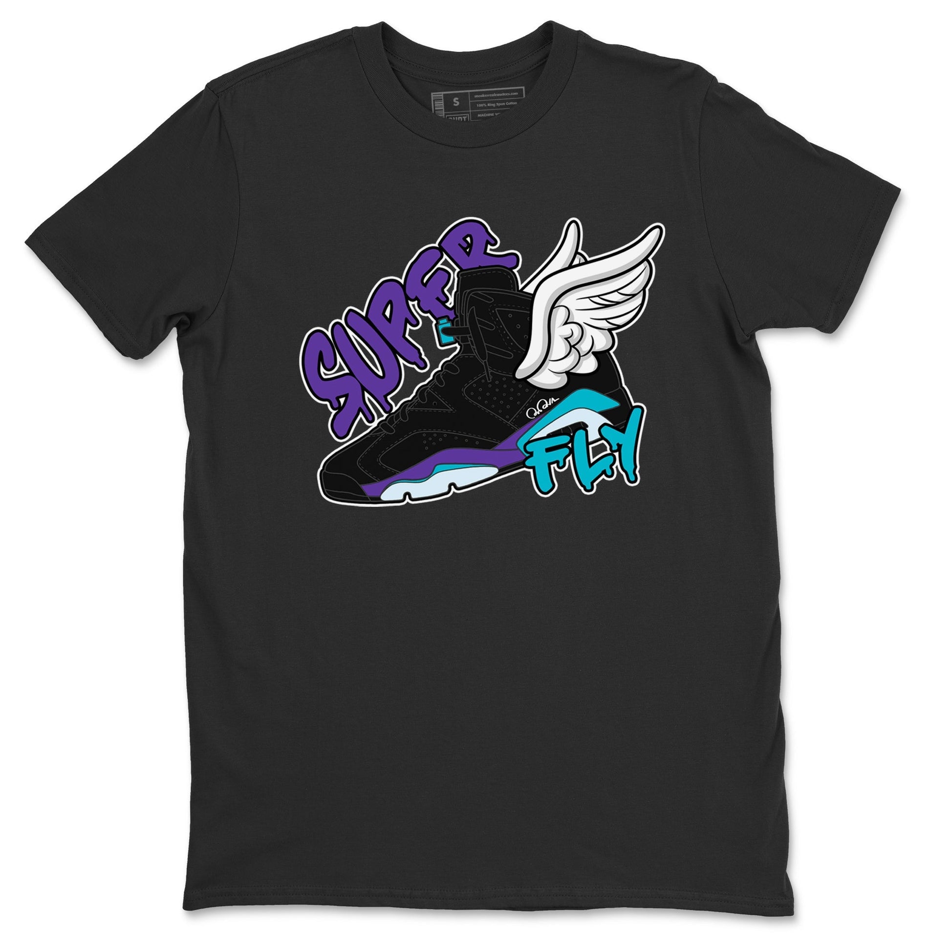 Air Jordan 6 Aqua Sneaker Match Tees Super Fly Sneaker Tees AJ6 Aqua Sneaker Release Tees Unisex Shirts Black 2
