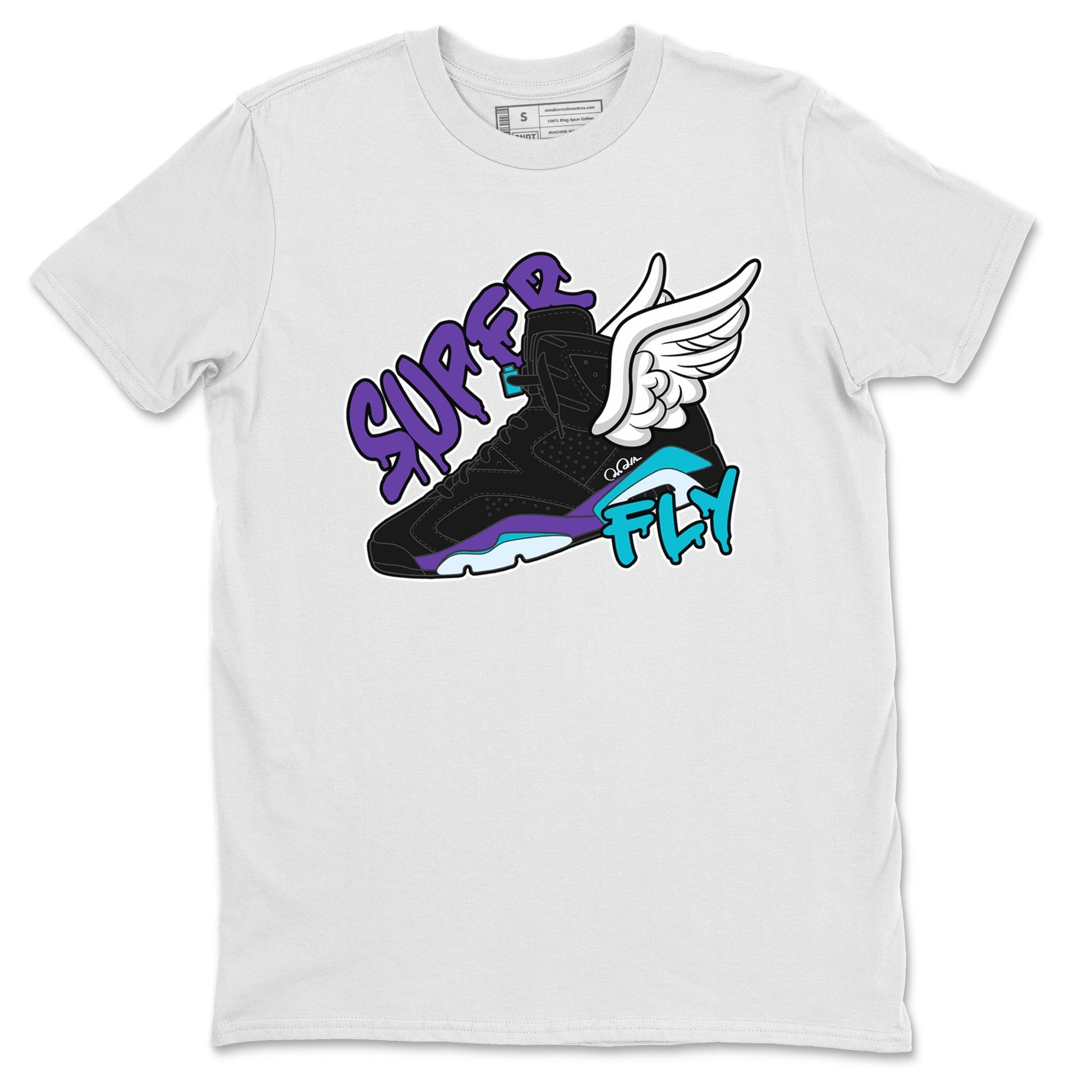 Air Jordan 6 Aqua Sneaker Match Tees Super Fly Sneaker Tees AJ6 Aqua Sneaker Release Tees Unisex Shirts White 2