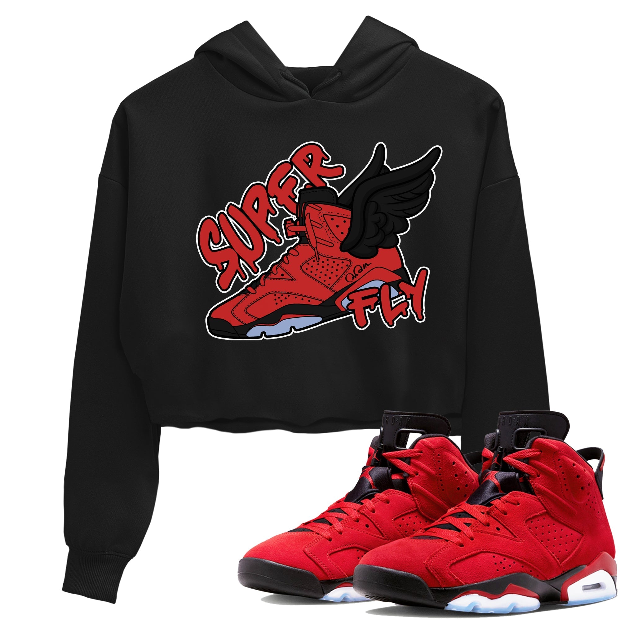 Air Jordan 6 Toro Bravo Sneaker Match Tees Super Fly Sneaker Tees AJ6 Toro Bravo Sneaker Release Tees Women's Shirts Black 1