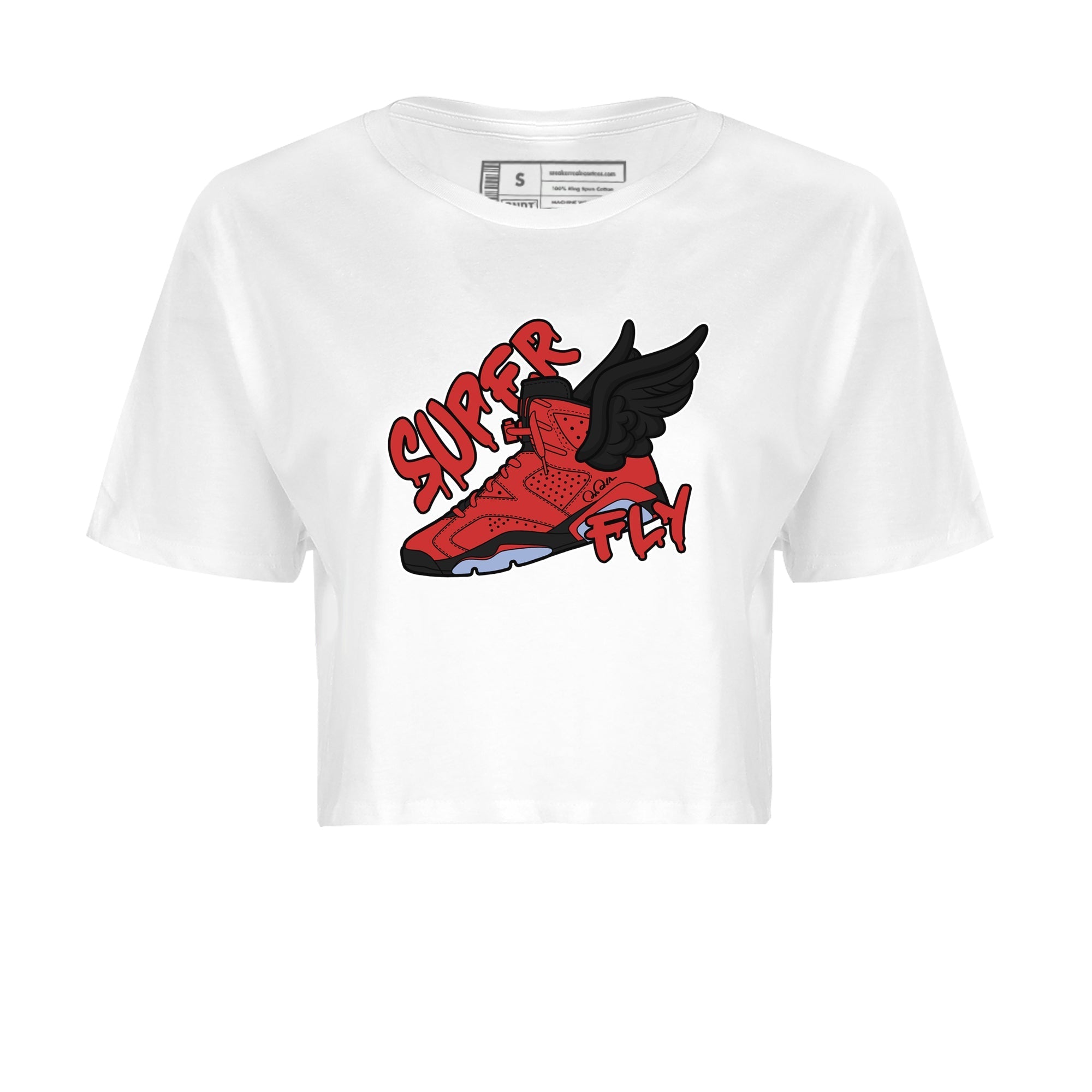 Air Jordan 6 Toro Bravo Sneaker Match Tees Super Fly Sneaker Tees AJ6 Toro Bravo Sneaker Release Tees Women's Shirts White 2