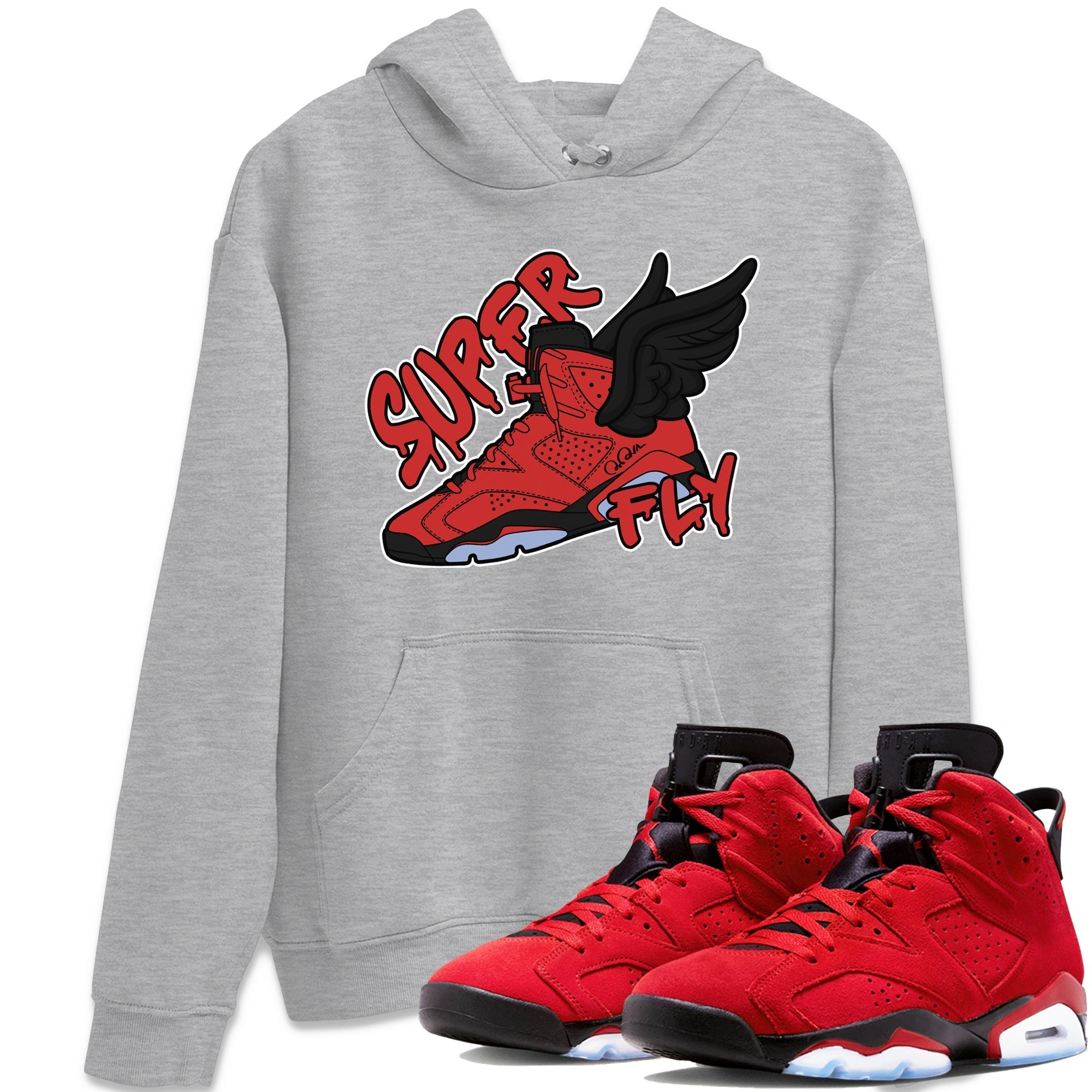 Air Jordan 6 Toro Bravo Sneaker Match Tees Super Fly Sneaker Tees AJ6 Toro Bravo Sneaker Release Tees Unisex Shirts Heather Grey 1