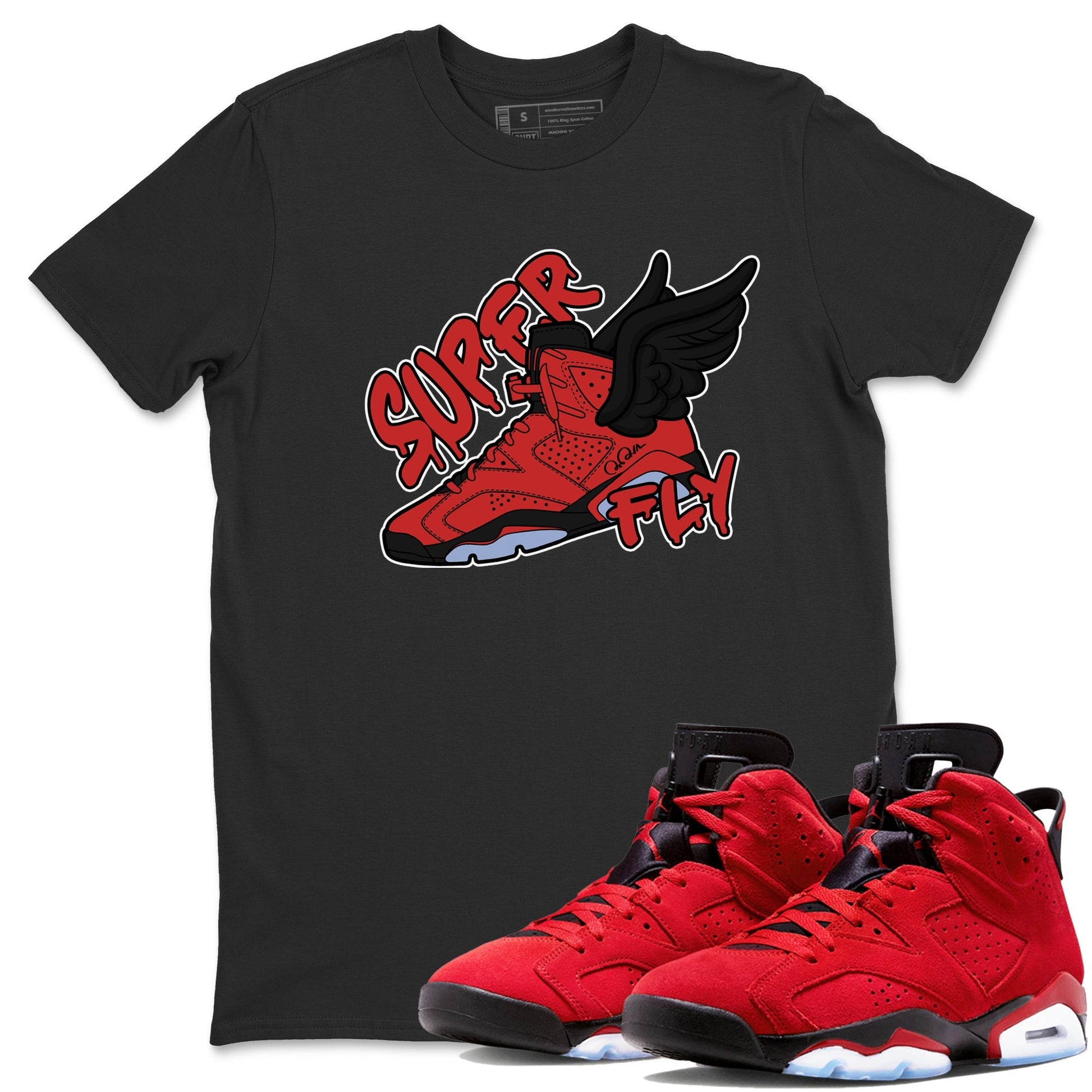 Air Jordan 6 Toro Bravo Sneaker Match Tees Super Fly Sneaker Tees AJ6 Toro Bravo Sneaker Release Tees Unisex Shirts Black 1